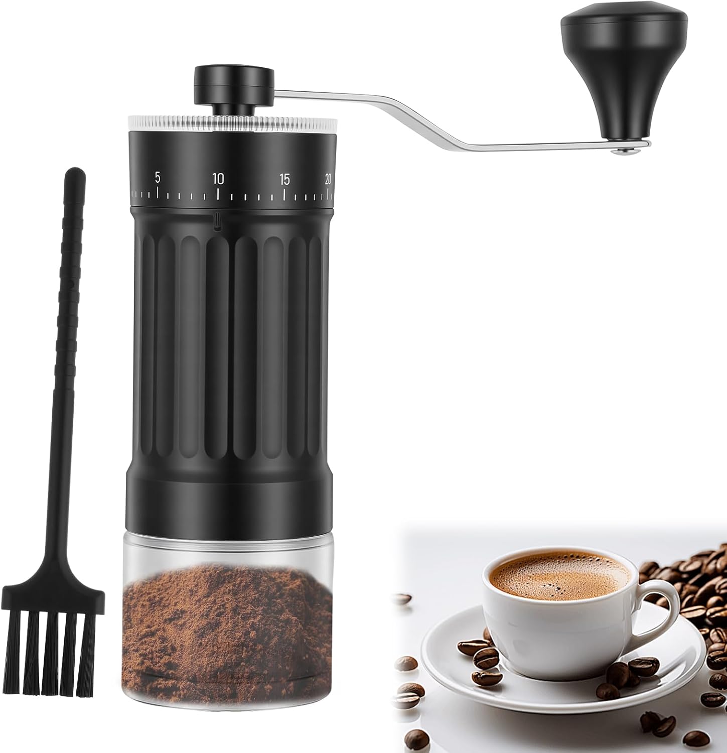 Manual Coffee Grinder with 40 Adjustable Settings, Portable Conical Burr Grinder, 30g Capacity for Espresso, Travel, Camping, Office & Home Use - Amazon product rated Grade C