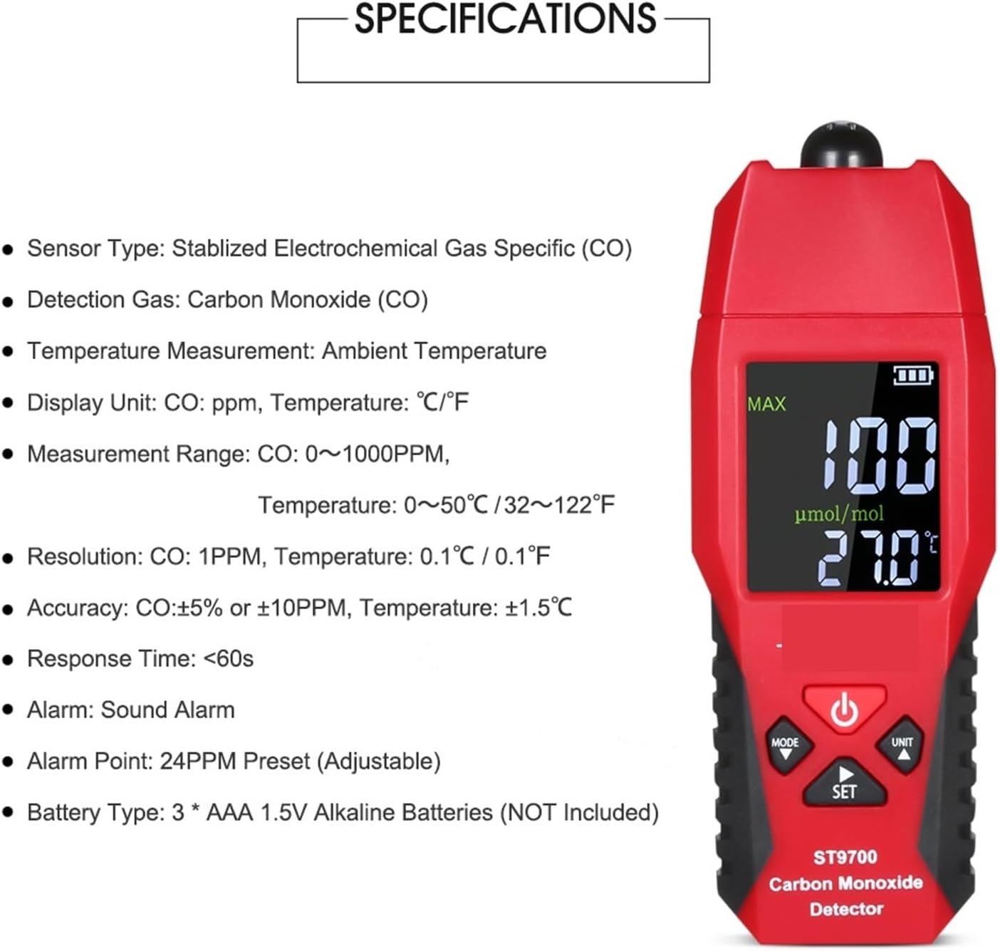 一酸化炭素測定器・CO検出器 高精度・携帯用・US Amazon.co.jp: