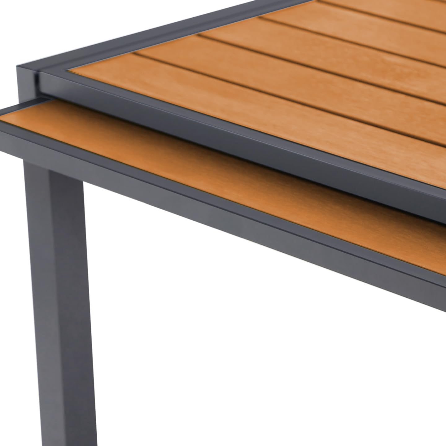 IDMarket - Salon de Jardin Poly Table Extensible 135-270 CM et 12 chaises Bois et Gris foncé