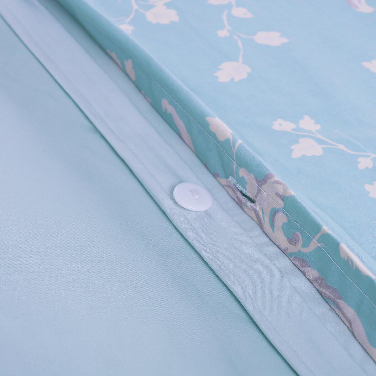 USTIDE Cotton Duvet Cover Set 3-Piece Shabby Blue Botanical Farmhouse Bedding French Country Bed Cover with 2 Matching Pillowcases,Super King - Image 4