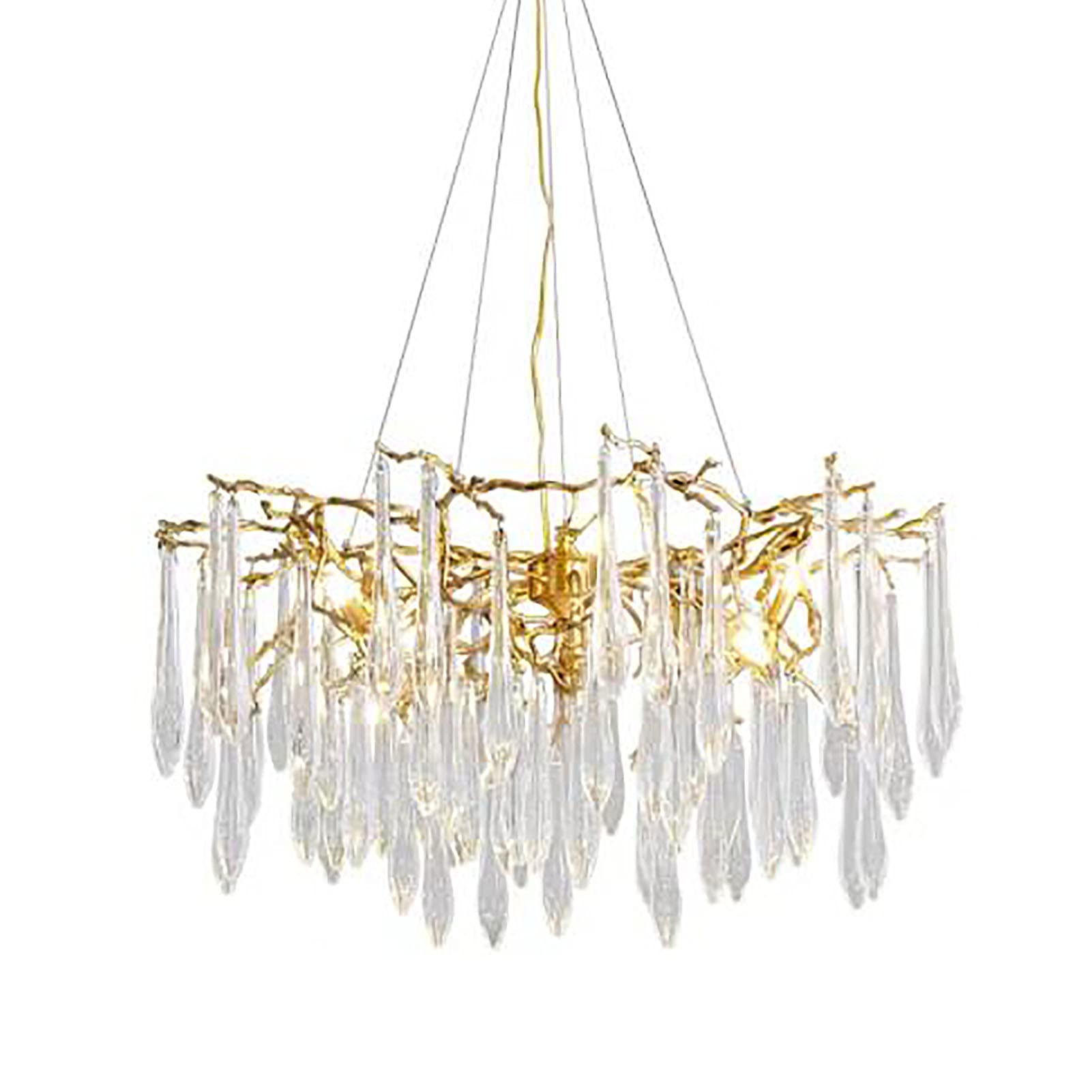 CZYLJLK Creative Branch Drop Crystal,Modern Golden Ceiling Pendant Light Simple Industrial For Living Room Dining Bedr,Luxury Clear Droplet