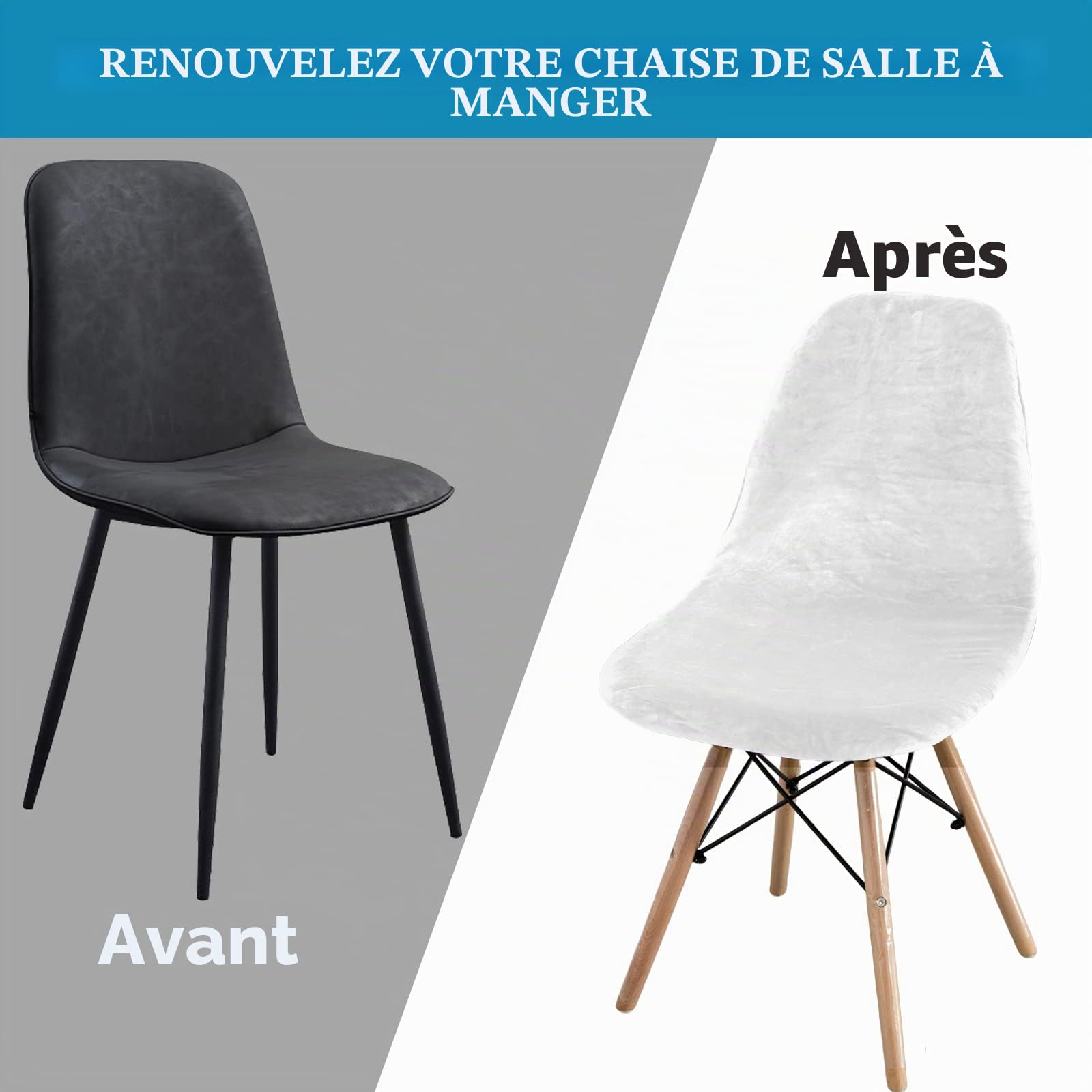 Jianyana Lot de 6 Housses de Chaise de Salle à Manger, Extensibles, Amovibles et lavables - Protection pour chaises de Salle à Manger, hôtel, Cuisine, Banquet, Maison (Blanc)
