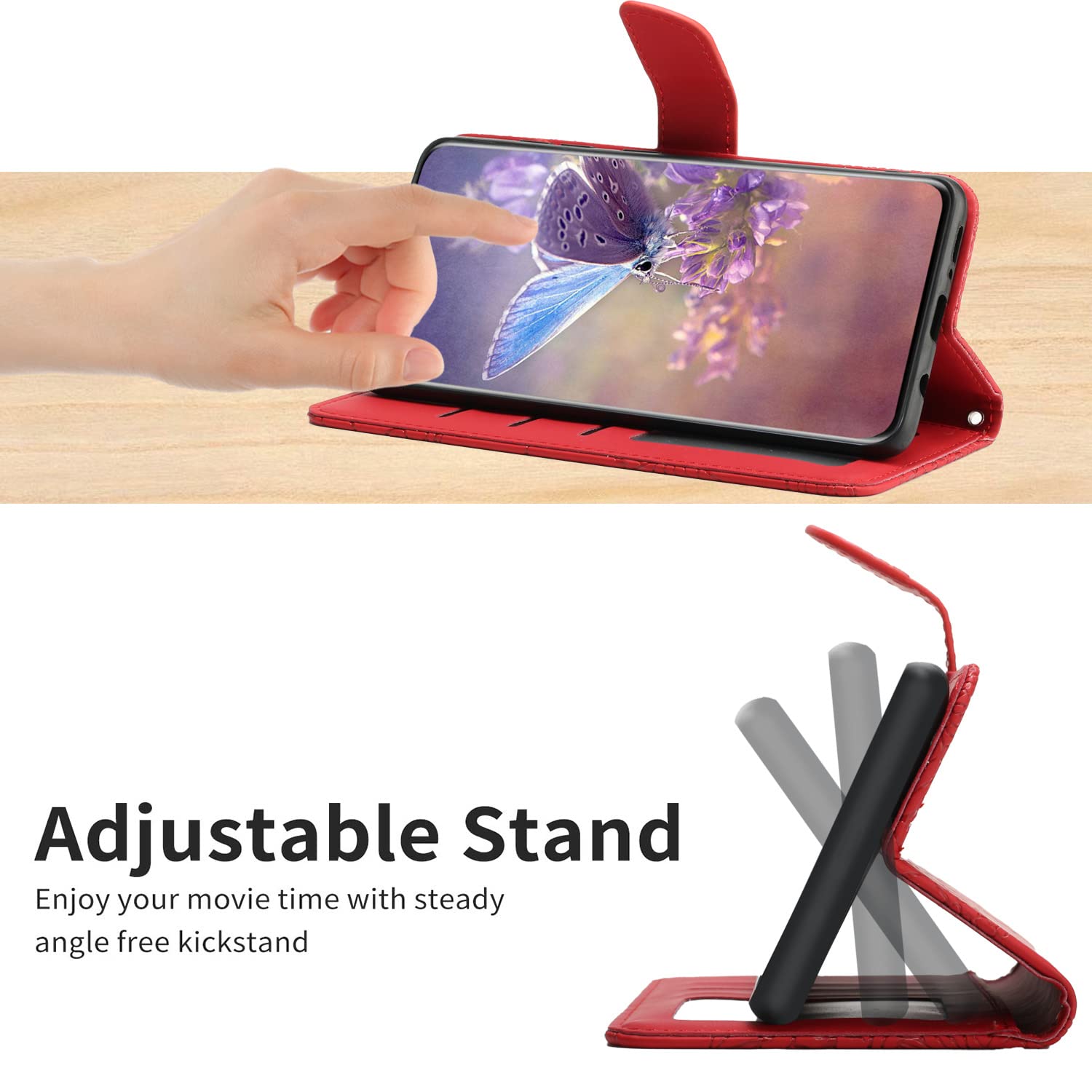 Compatibile con Xiaomi Poco F2 Pro 5G Custodia,Compatibile con Redmi K30 Pro 5G / K30 Pro Zoom 5G Custodia a portafoglio in pelle PU con supporto a ribalta Red