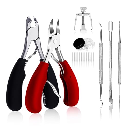 Queenme Podólogo Kit de eliminación de uñas encarnadas profesional resistente para dedos gruesos para personas mayores y hombres, herramientas de