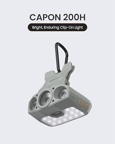 Miniatura 2 de Claymore Capon 200H (gris menta) - Linterna frontal LED recargable con clip, luz ligera para camping, correr, senderismo, emergencia y uso
