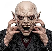 Scary Halloween Mask for Adults Realistic Vampire Mask Men Creepy Monster Full Head Latex Mask Horror Cosplay Costume Accessory Spooky Zombie Face Mask Mens Masquerade Party Props