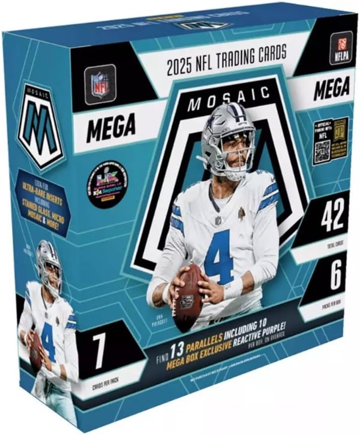 NEW 2025 Mosaic Football Mega Box – 10 EXCLUSIVE Prizms