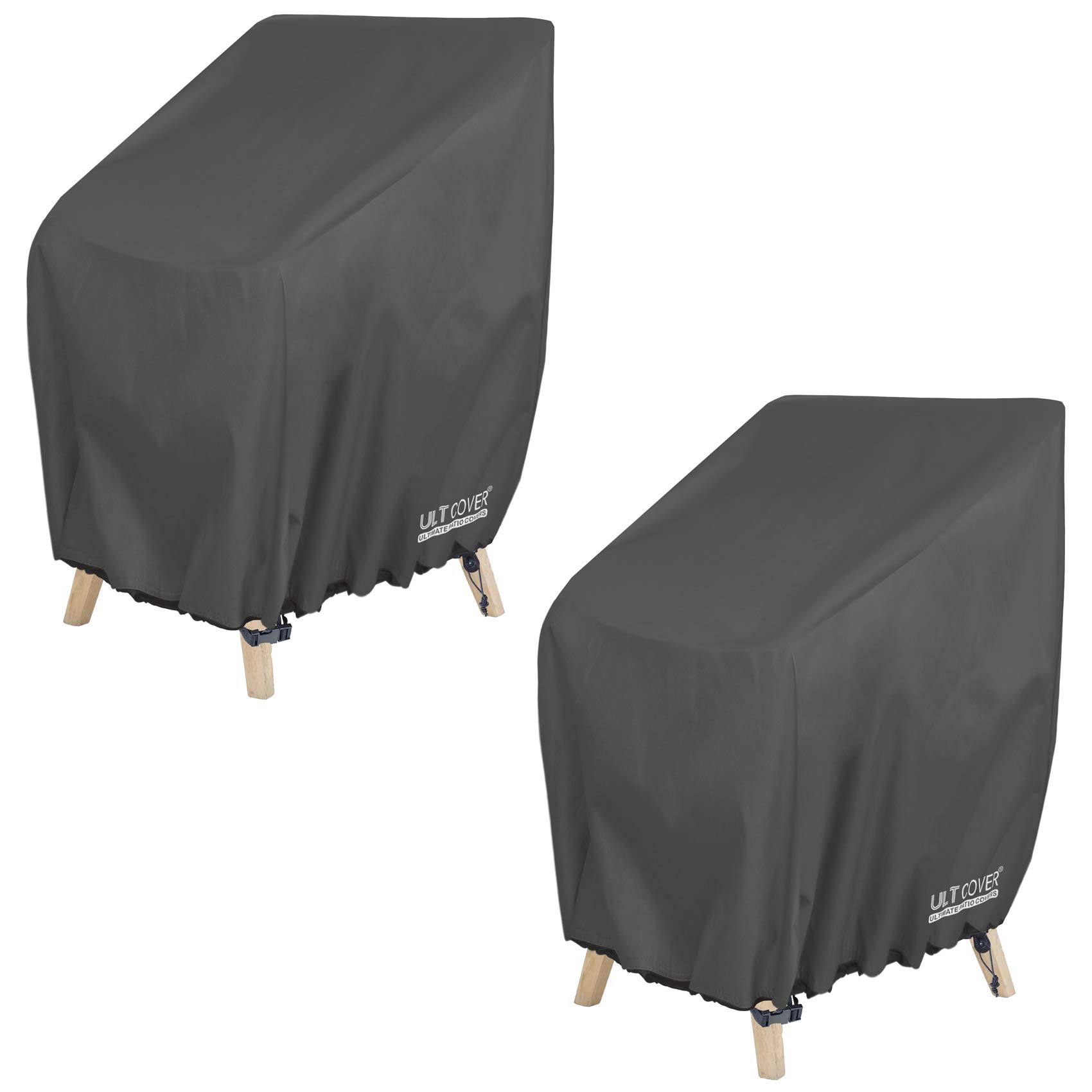 ULTCOVER Stackable Patio Chair Cover – Waterproof Outdoor Stack of Chairs Cover 2 Pack Fits Up to 26W x 34D x 45H inches, Black