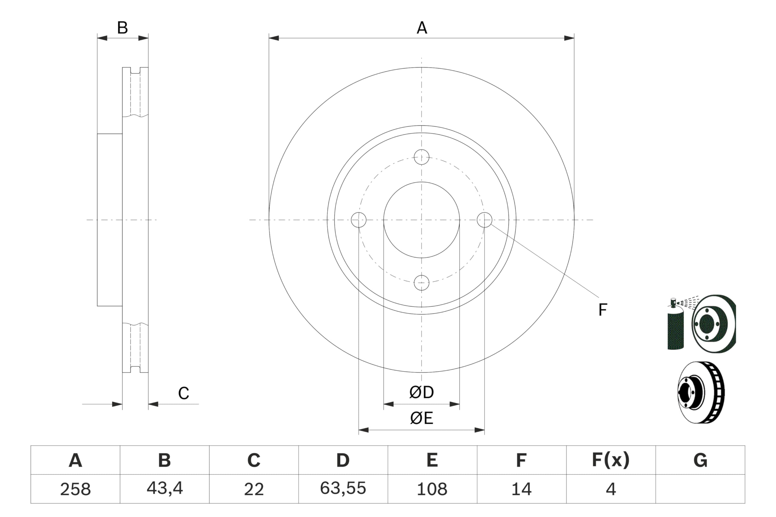 Juego de 2 Discos de Freno Bosch BD791 - Discos Ventilados, Alto Contenido en Carbono, 258 mm – Eje Delantero – Certificado ECE-R90 – Excelente Refrigeración y Reducción de Ruido, Anticorrosión