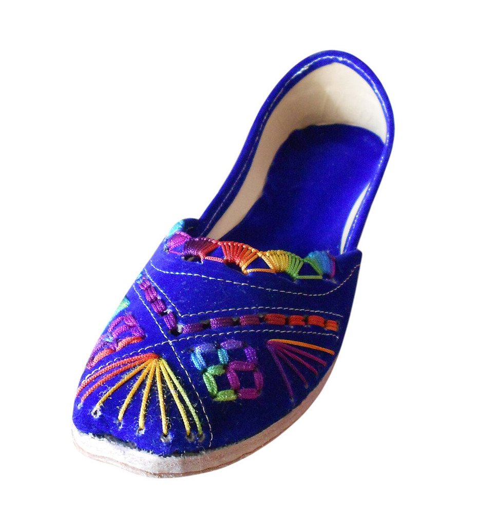 Jutties indios de terciopelo con bordado exclusivo de diseñador para mujer 8