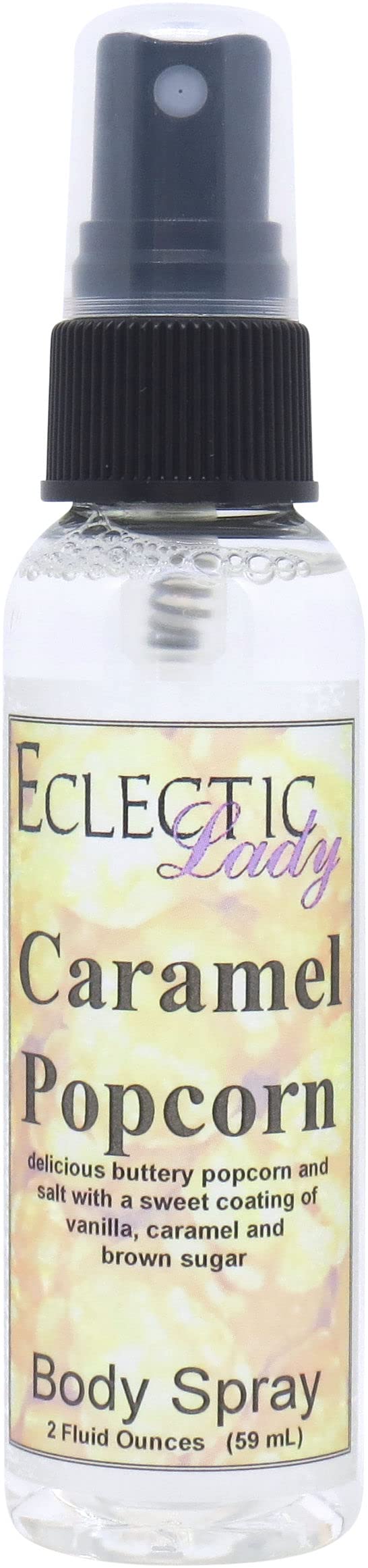 Eclectic Lady Caramel Popcorn Body Spray, 2 ounces, Body Mist for Women with Clean, Light & Gentle Fragrance, Cologne with Soft, Subtle Aroma For Daily Use