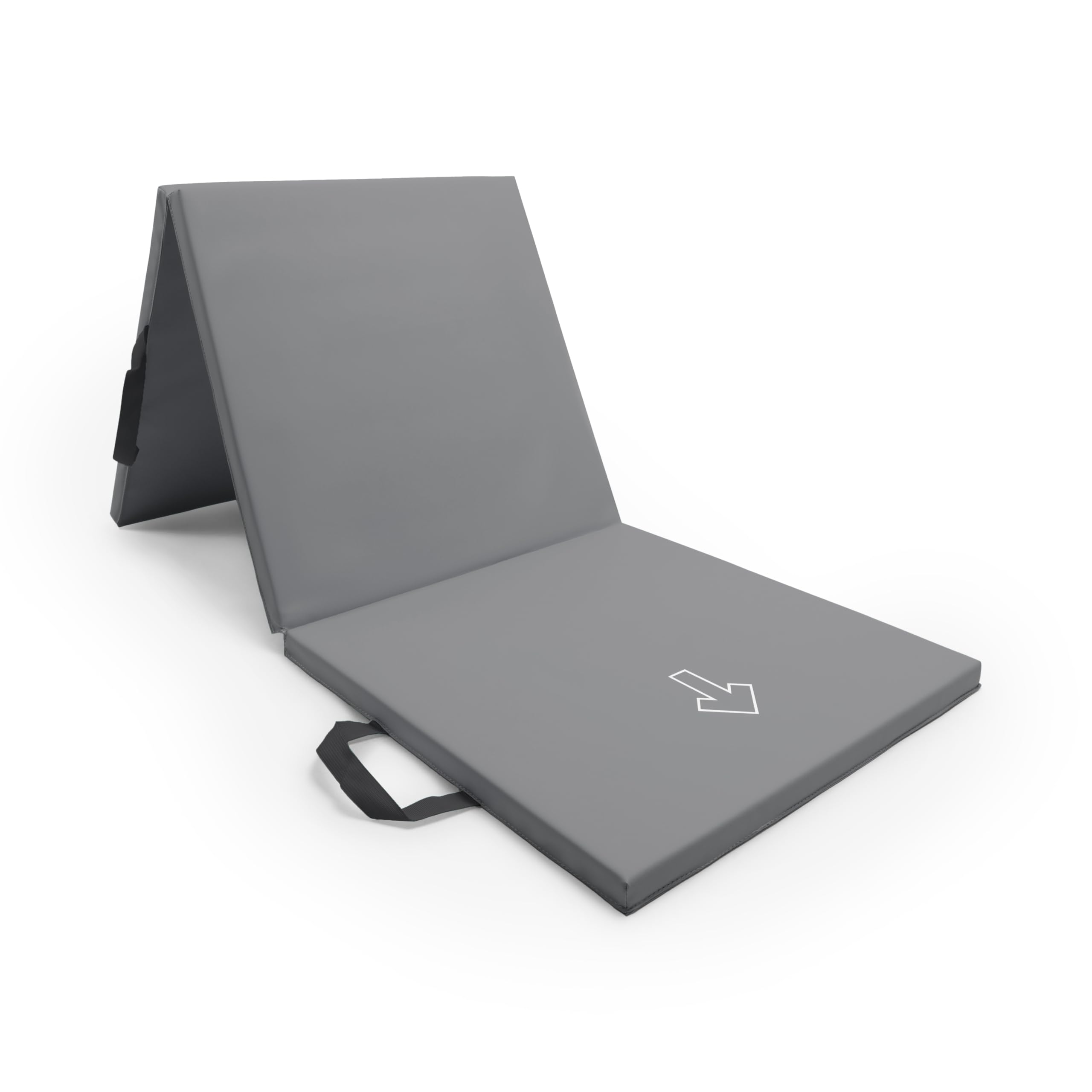 NORTHERN Yoga Mat Exercise Fitness Tri-Fold Foam Mat Extra Thick Non Slip Large Padded Stretching Home Gym Equipment Accessory 3 Folding Multi-Purpose Workout with Carrying Handle (Grey)