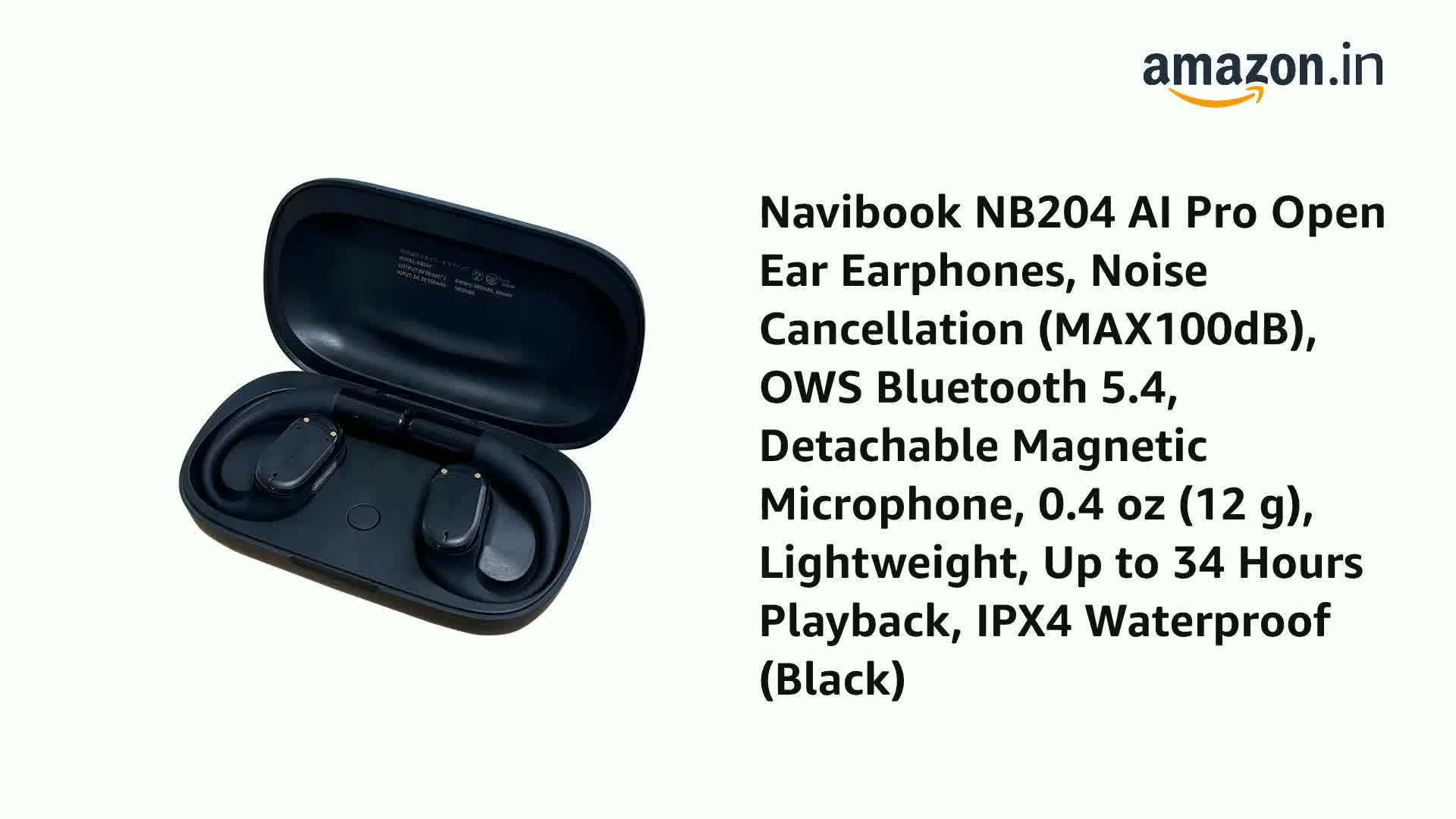 Navibook NB204 AI Pro Open Ear Earphones, Noise Cancellation