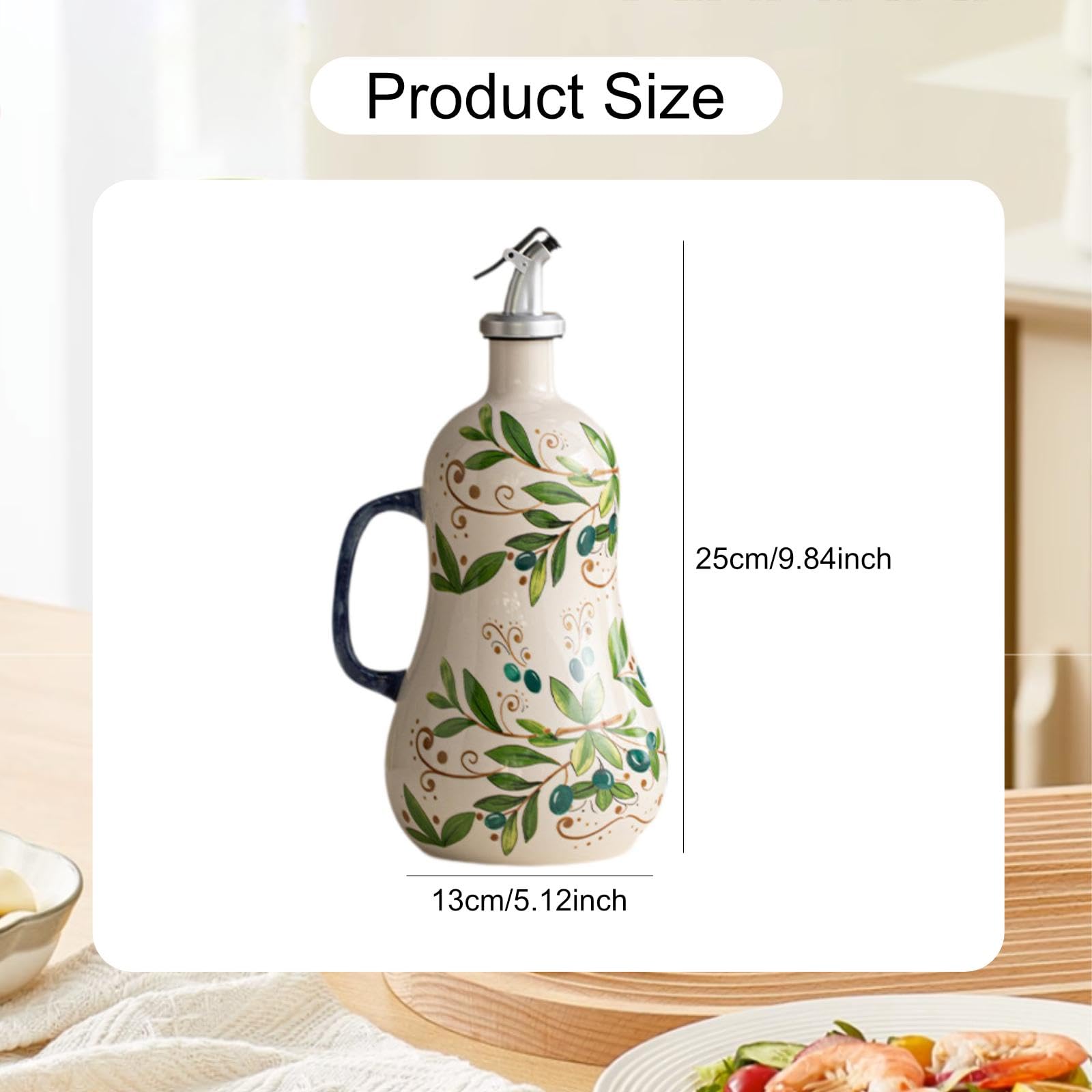 Dispensador de Aceite, Recipiente de Cerámica para Vinagre, Bote para Especias, Recipiente para : Un Accesorio Moderno para Un Uso Prácti, Verde, Individual
