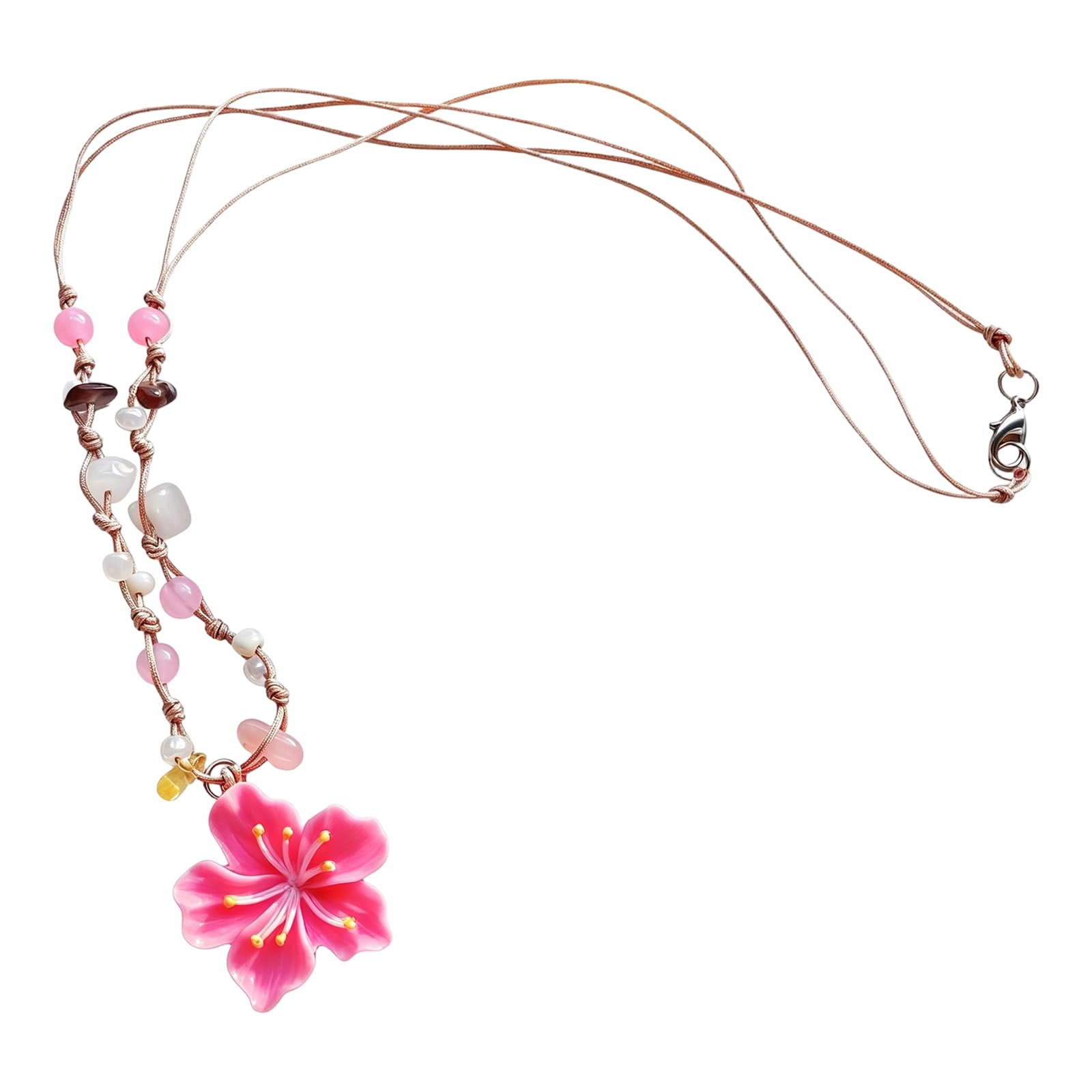 BWANGIAO Colorful Beaded Flower Necklace For Women And Girls Trendy Resin Floral Pendant Clavicle Chain Jewelry Accessory