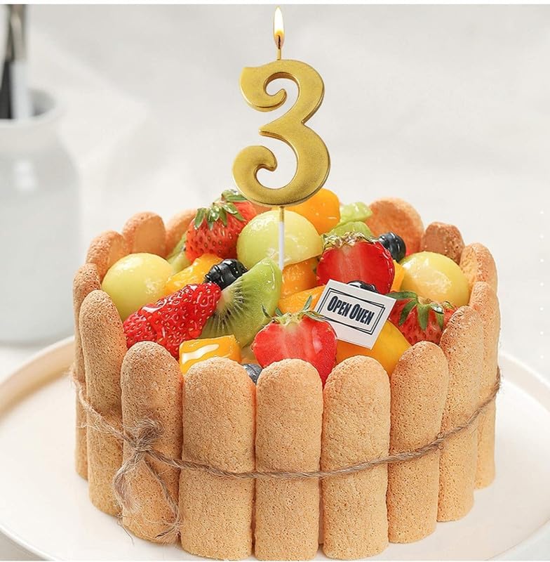 Image of Number Candles 3 inch for Birthday, Wedding, Engagement, Valentines Day Celebration, Theme Party, Bridal Shower Decoration Gold (Numerical No 3)