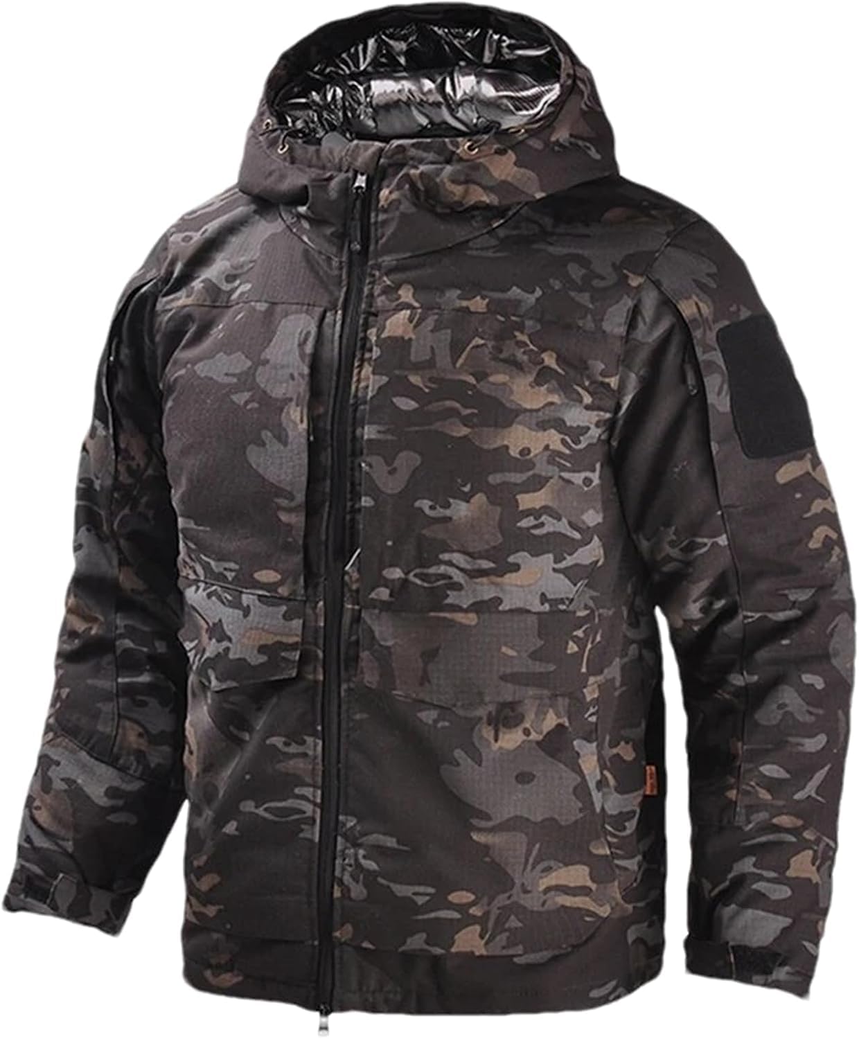 Kurtka Taktyczna Męska Zimowa Kurtka Odblaskowa Wojskowe Ciepłe Kurtki Z Kapturem Polowanie Na świeżym Powietrzu Płaszcze Turystyczne, Black Camo, S