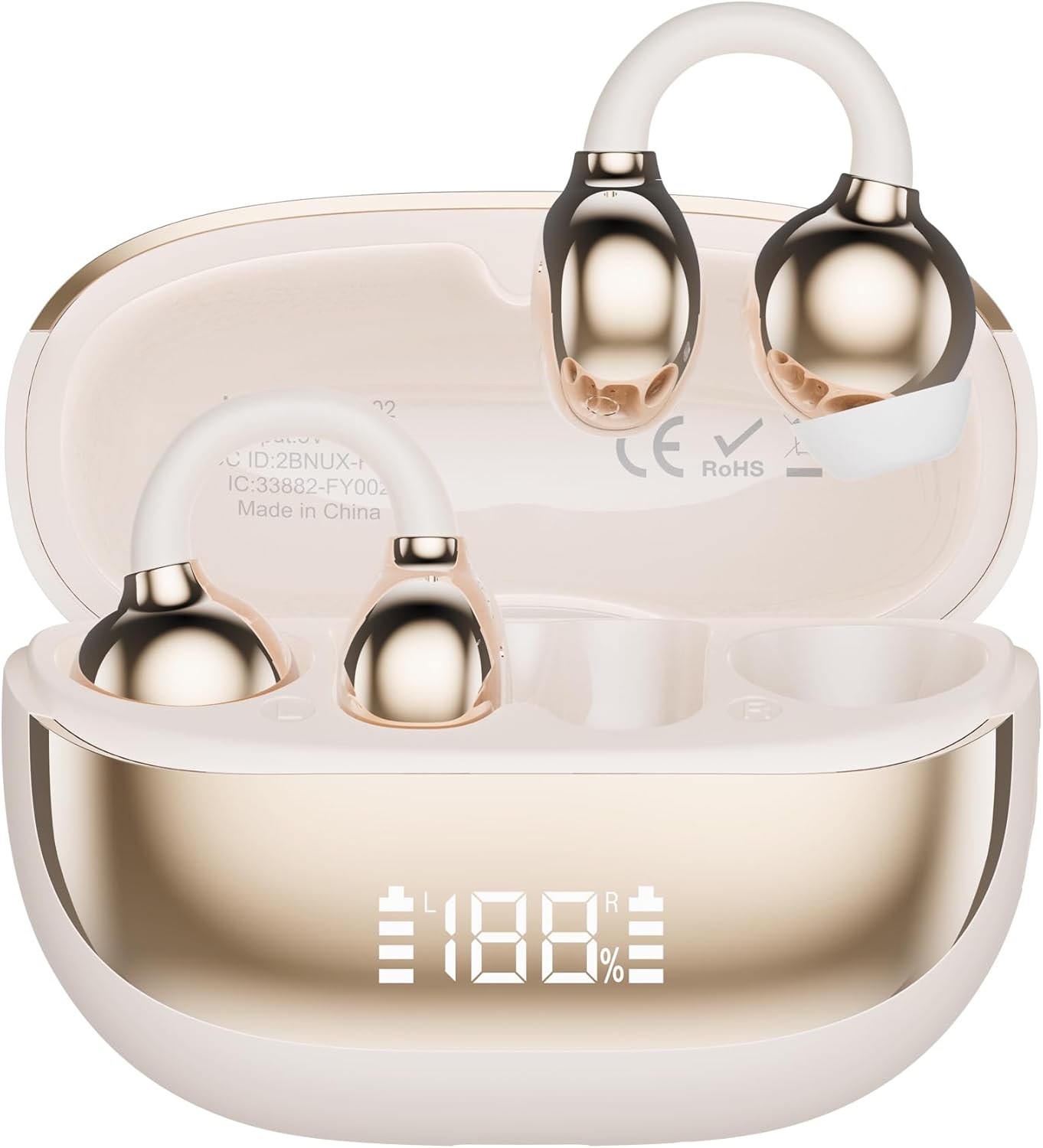 Wireless Earbuds Bluetooth 6.0 Ear Clips Headphone, Open Ear Clip on Earbuds, 50 Hrs Playtime, Sport Workout with Waterproof Compatible with iPhone Android