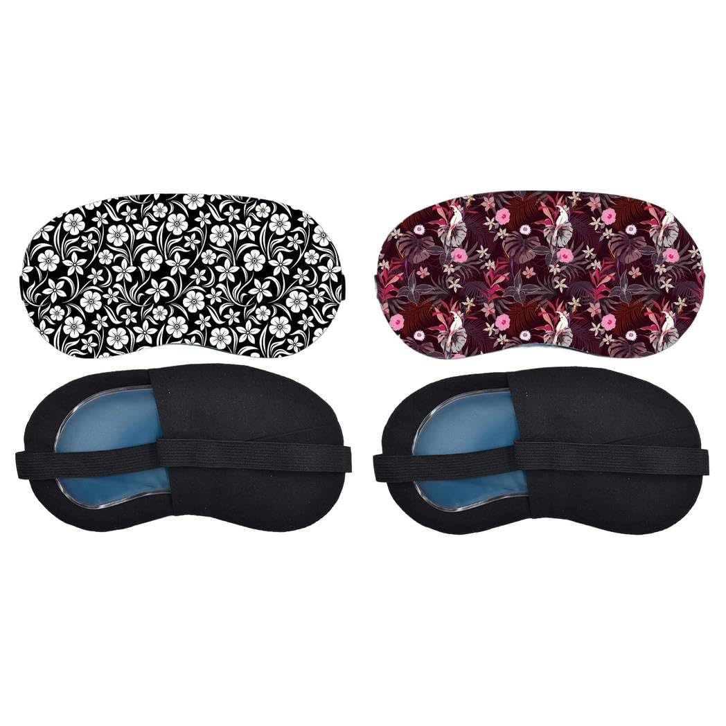 Aoxeria Monochrome Floral Pattern, Burgundy Botanical Floral Sleeping Mask Combo, Soft Comfortable Light-Blocking Eye Cover for Women, Men & Kids, Reusable Blindfold for Night Sleep (Pack of 2)-image-40