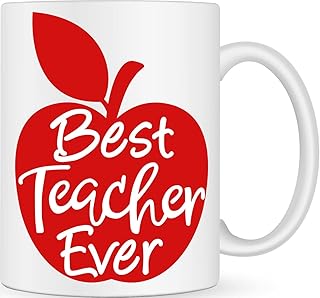 Best Teacher Ever Coffee Cup Thank You Gift - Ceramic Coffee Mug Teacher Gifts - Personalised Mug Graduation Gifts - Novelty Mug Teacher Leaving Gifts - Funny Tea Mug Graduation Present -Birthday Gift