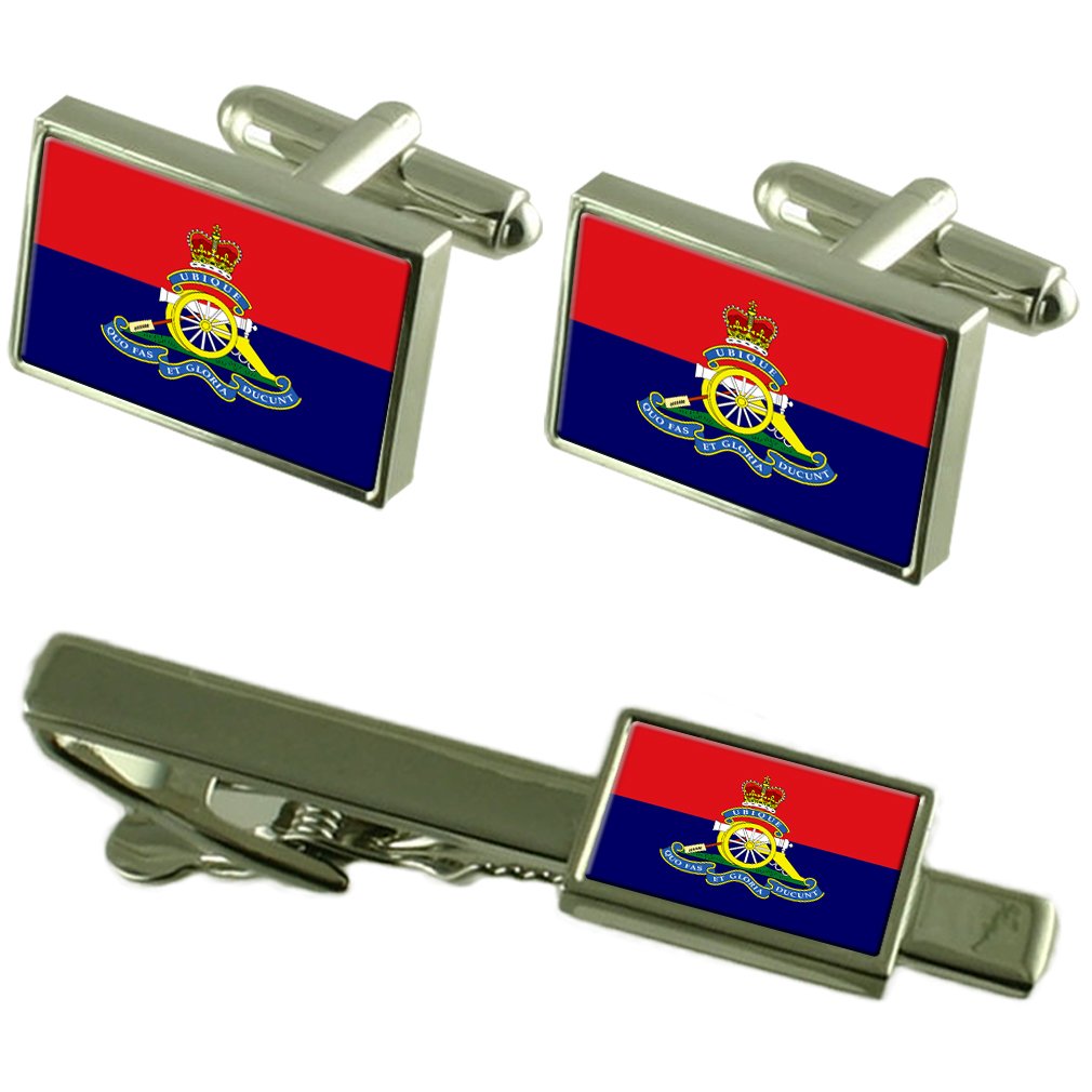 Select Gifts Royal Artillery Regiment Military England Flag Cufflinks Tie Clip Box Gift Set