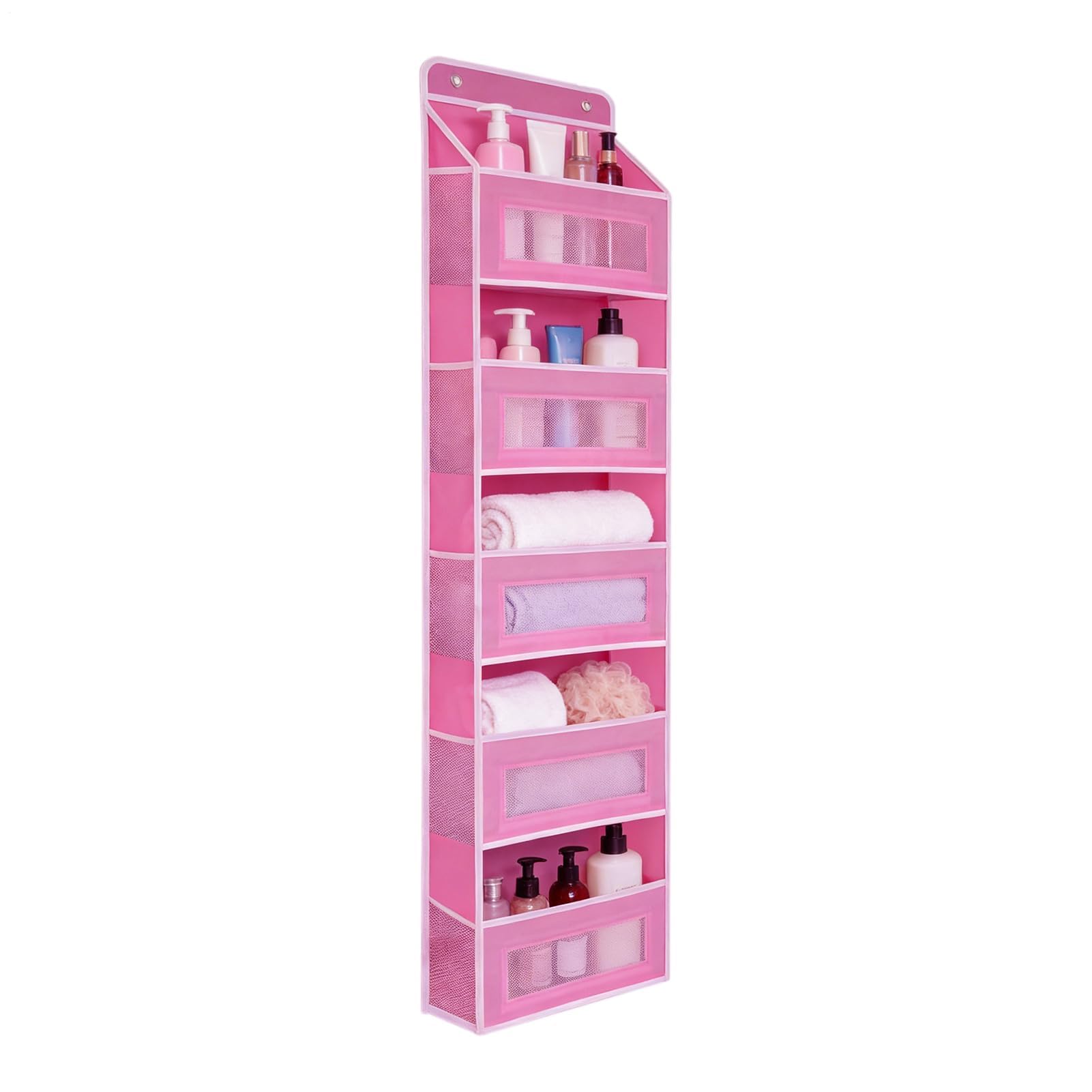 Muiltvoe Door Organizer and Storage, 5-Tier Basket with 44 lb Load Capacity, Behind the Door Organizer for RV Dorm Apartment Home Laundry Kitchen Pantry Bathroom Bedroom Nursery Closet