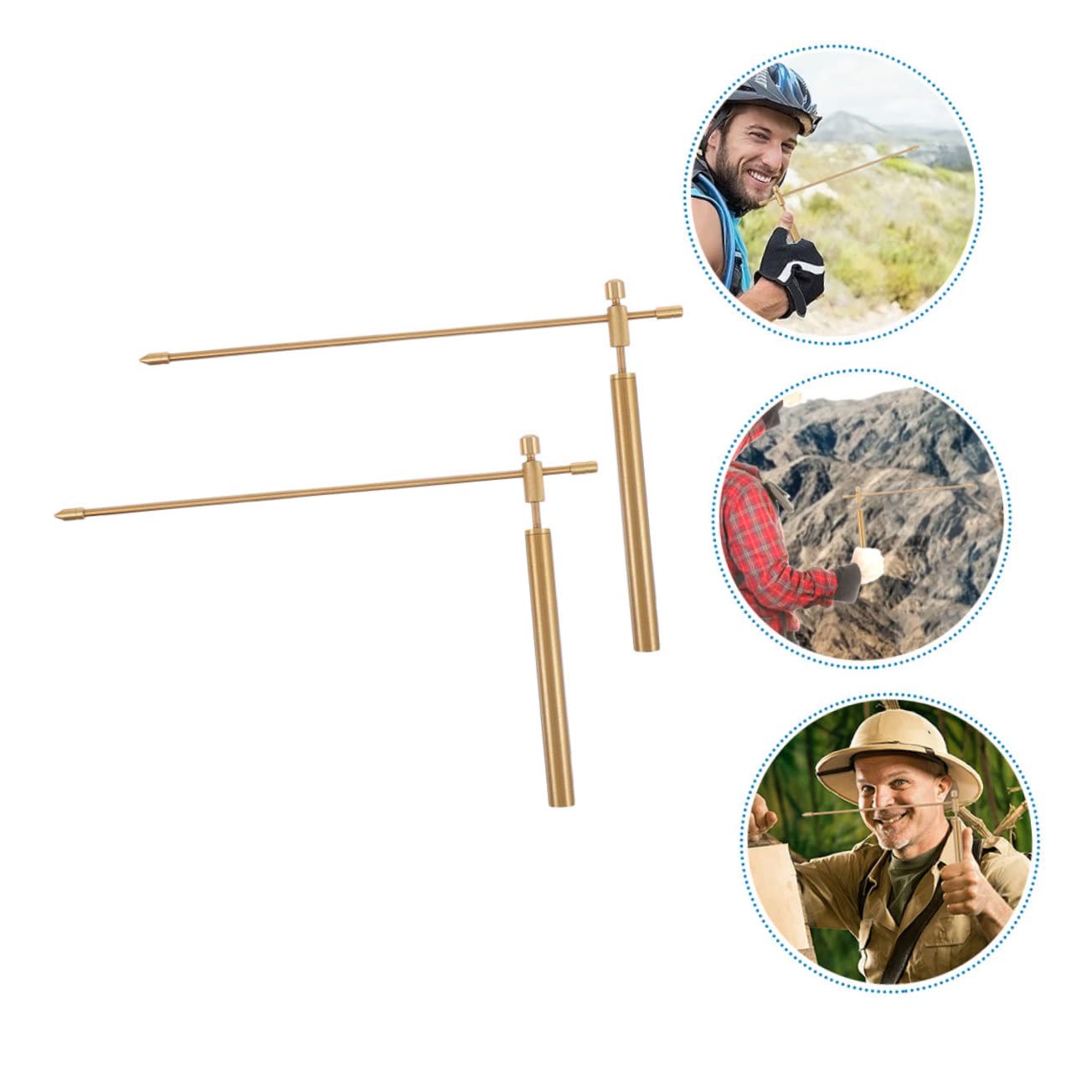 2pcs Copper Dowsing Rods Lightweight Portable Detection Tool with Comfortable Handles and Storage Bag for Water Divining and Energy Feng Shui Exploration