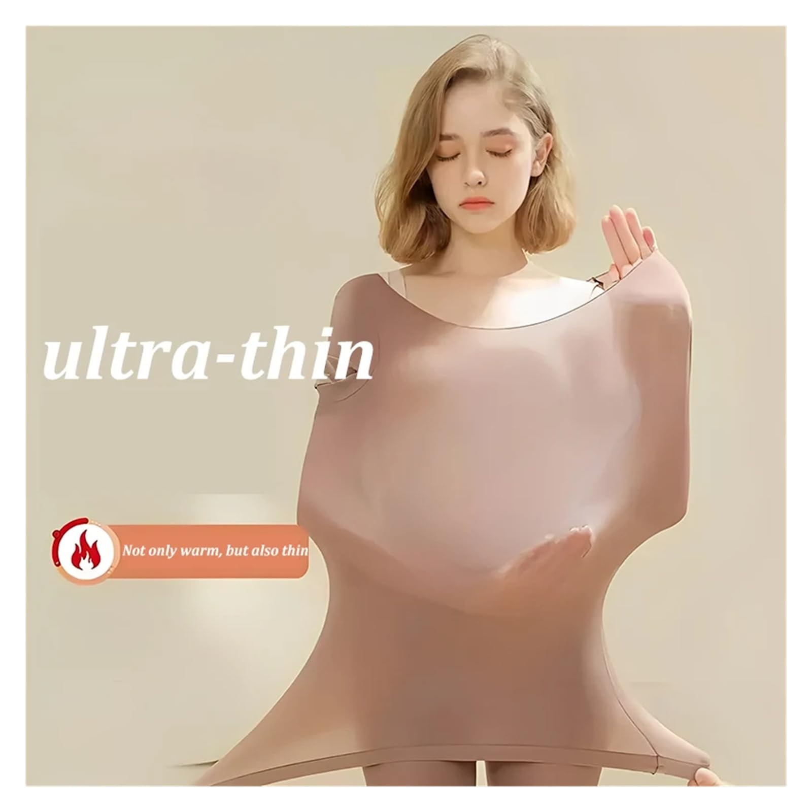 ThermounterwäSche Damen Thermounterwäsche Winterbekleidungsset Nahtloses Dickes Warmes Dessous Thermobekleidungsset 2-teilig ThermounterwäSche