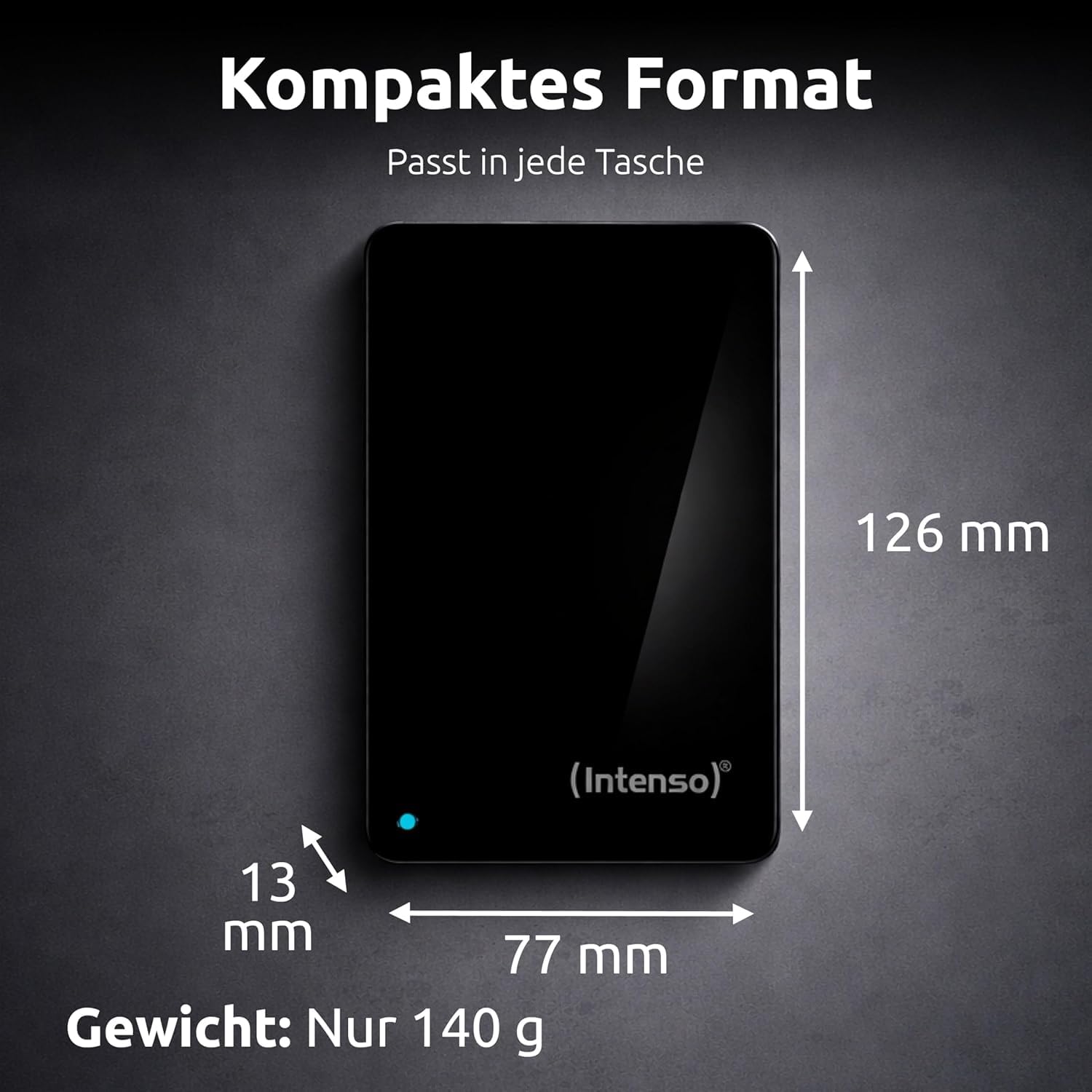 Intenso Hard Drive portatile da 2,5" - Hard Drive esterno con Super Speed USB 3.2 Gen 1x1 - Memoria veloce dal design compatto, 5400 giri/min, 8 MB di cache, Plug & Play, Certified Refurbished, nero