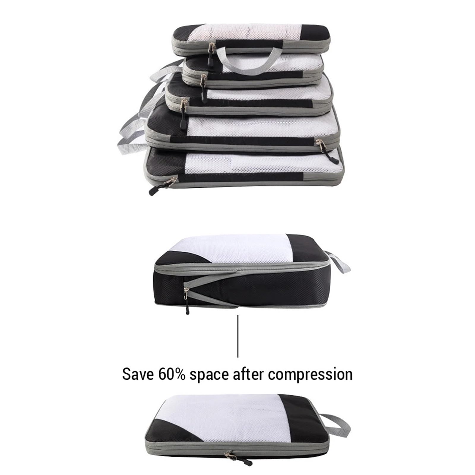 1 set di cubi imballaggio a compressione, organizer da viaggio comprimibile for bagaglio a mano, for borse e vestiti Organizer per valigie(Beige)