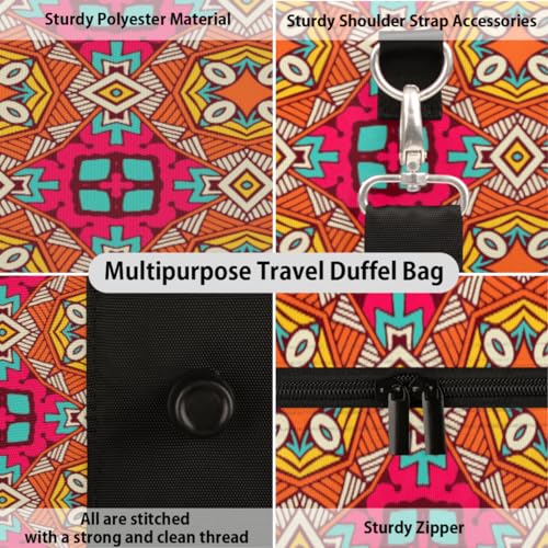 Colorful Geometric Pattern Travel Duffel Bag, Abstract Flower Sports Tote Gym Bag, Foldable Weekender Overnight Bag, Luggage Handle Bag for Women Men3