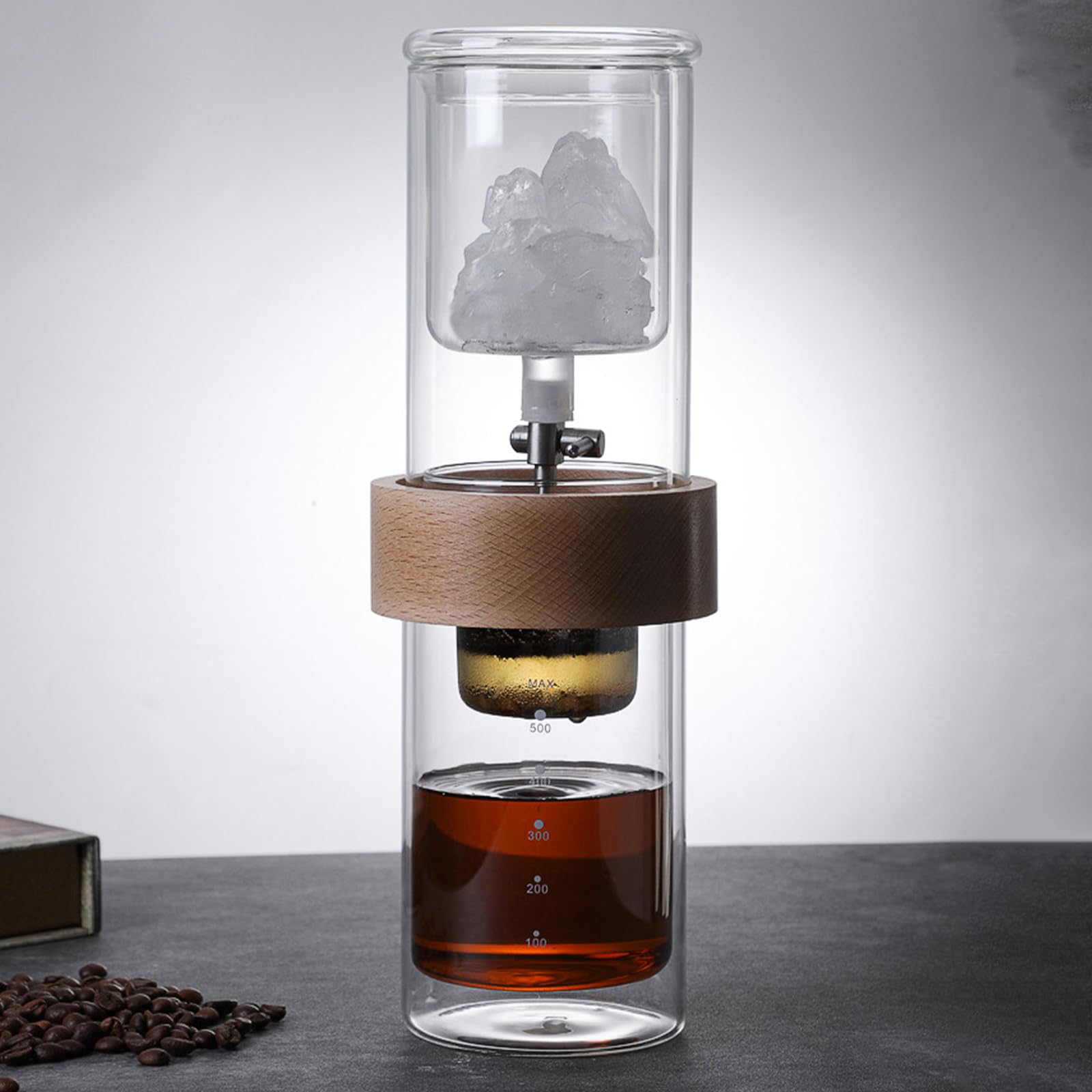Ice Cold Brew, Cold Brew Dripper Cold Brew Coffee Maker, cafetera para extracción en frío, 500 ml, vidrio de borosilicato alto, extraíble, tasa de goteo ajustable, para cafetería, hogar, oficina