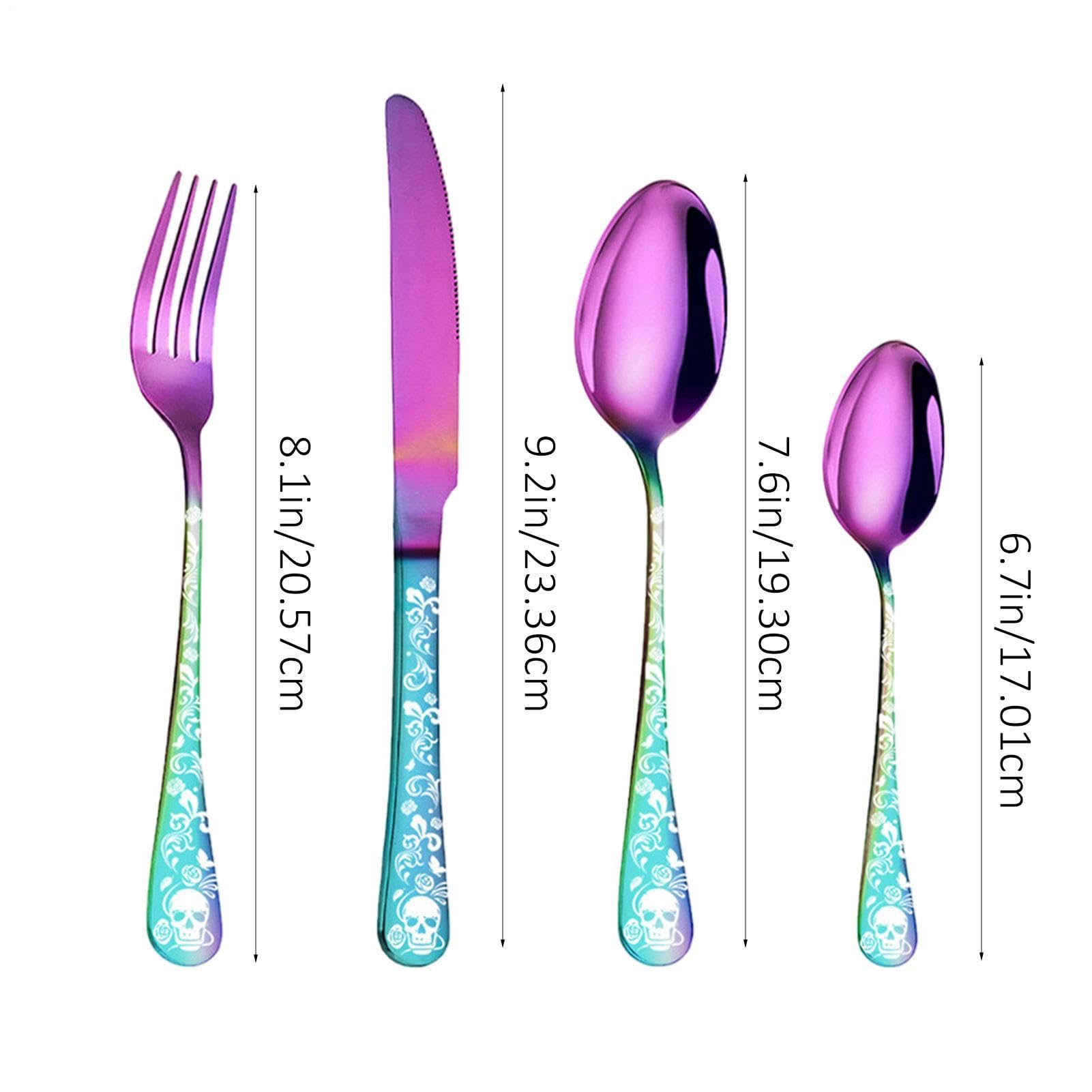 Küchenbesteck-Sets, Besteck-Set aus Edelstahl 24-teiliges | Tragbare Küchengabeln und -löffel, Besteck für das Essen in der heimischen Küche, beim Camping