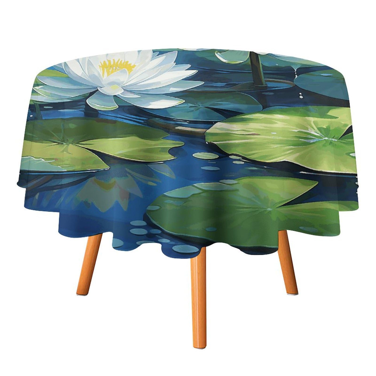 Nappe ronde aquarelle infroissable et lavable pour éliminer la corvée de repassage