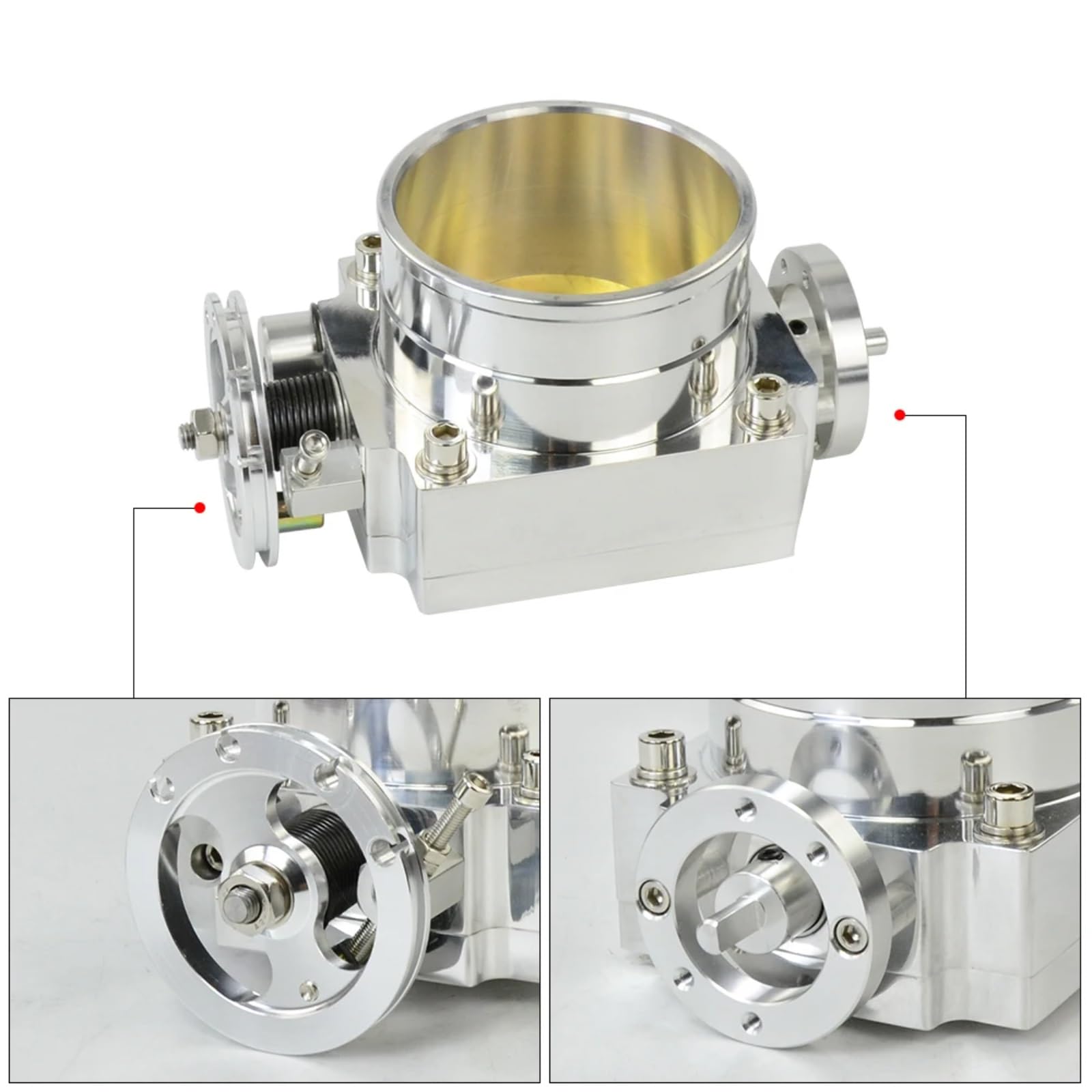 Corps Papillon Corps Papillon Universel 65 Mm 70 Mm 80 Mm 90 Mm Collecteur D'admission En Aluminium Billette Haut Débit Papillon De Distribution(90MM SILVER)