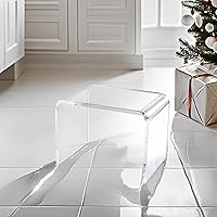 Vista 13 de Taburete de acrílico de 13" de ancho para niños pequeños, soporte para plantas, multiusos como taburete resistente al agua para la ducha, taburete