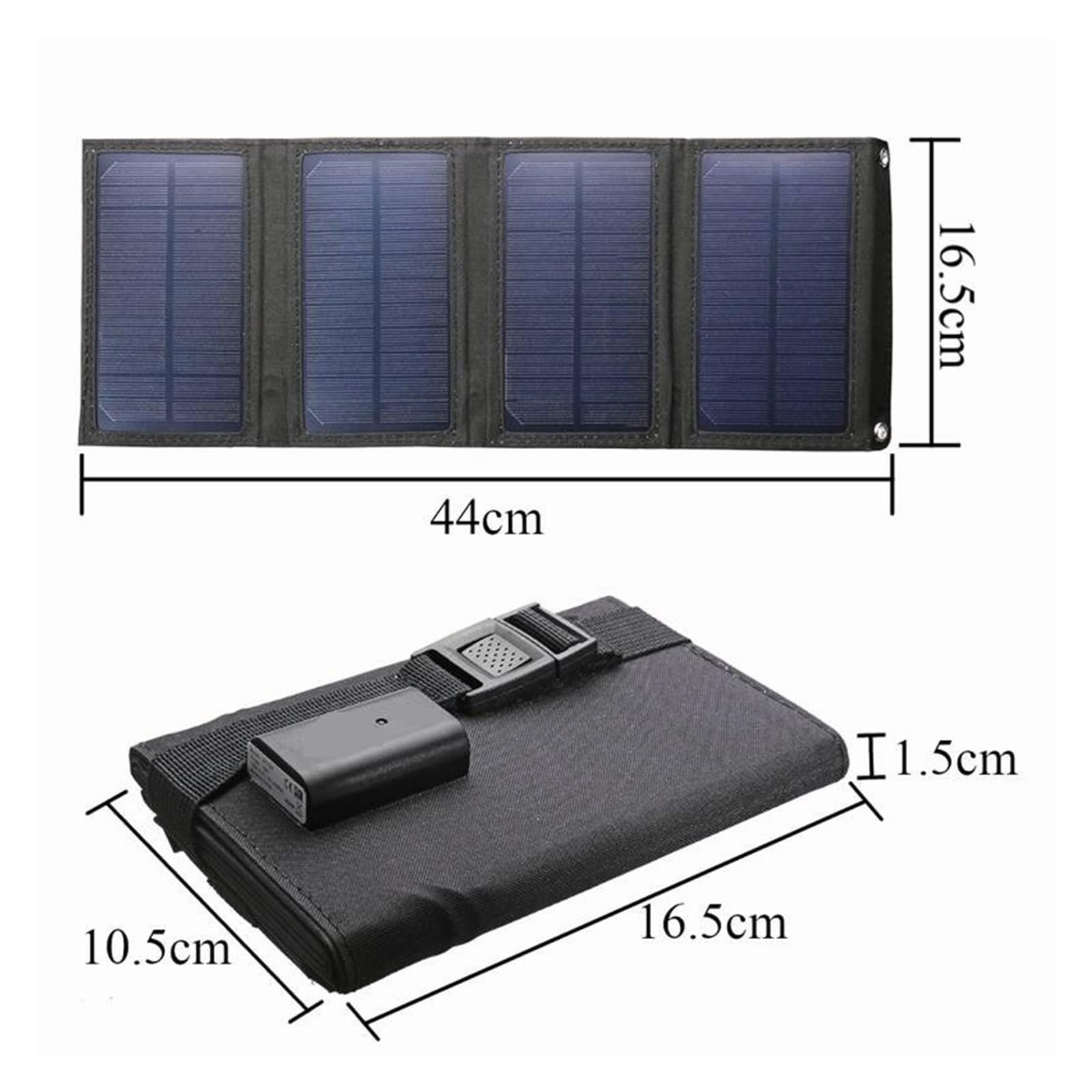 Panel Solar plegable de 160W for exteriores, 5V, USB, cargador batería portátil a prueba agua, banco energía, teléfono, PC, coche, caravana, barco, Camping Salida Ideal(44x16.5cm 160W Black)
