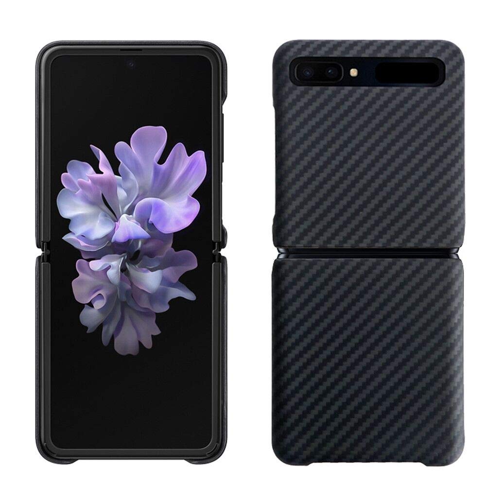 Dameng Compatible with Samsung Z Flip Case, 100% Aramid Fiber Minimalist Lightweight Phone Case for Samsung Z Flip- Black
