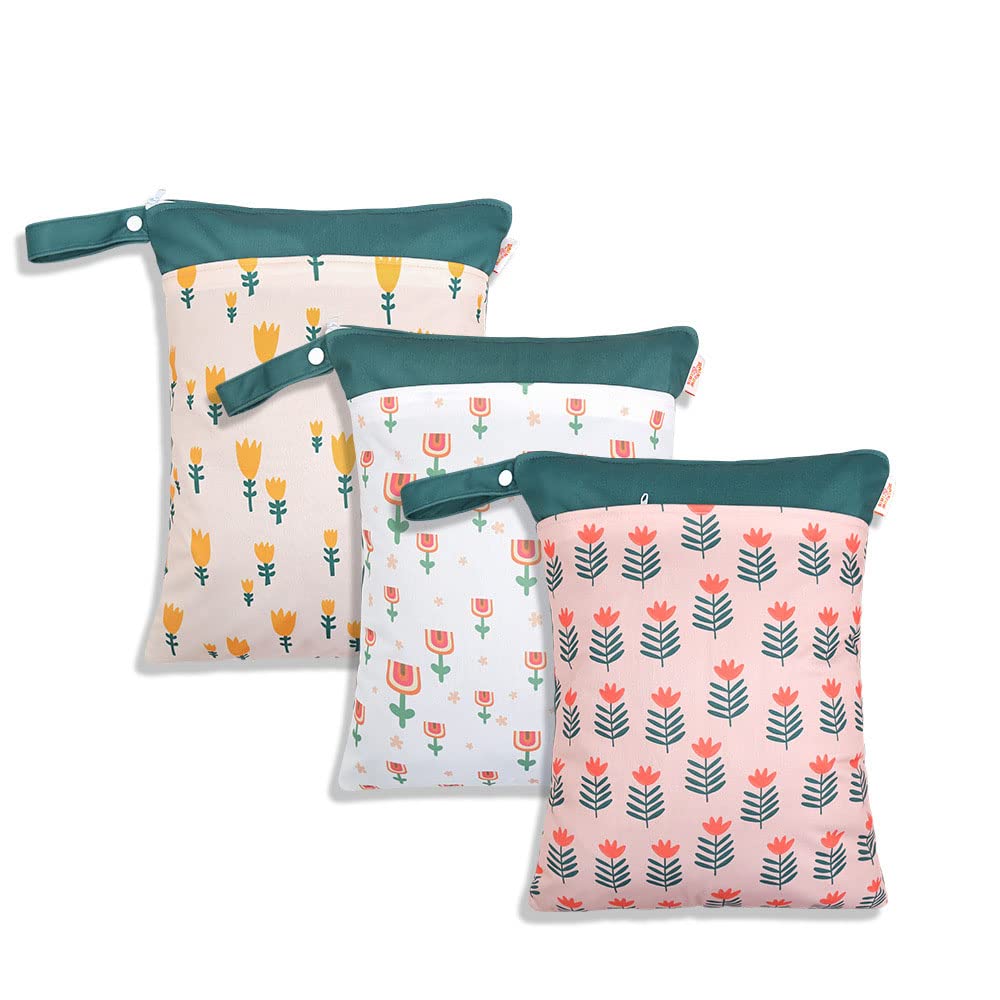 Treer 3 PCS Wet Bag Baby Cloth Diaper Bag Nappy Bag