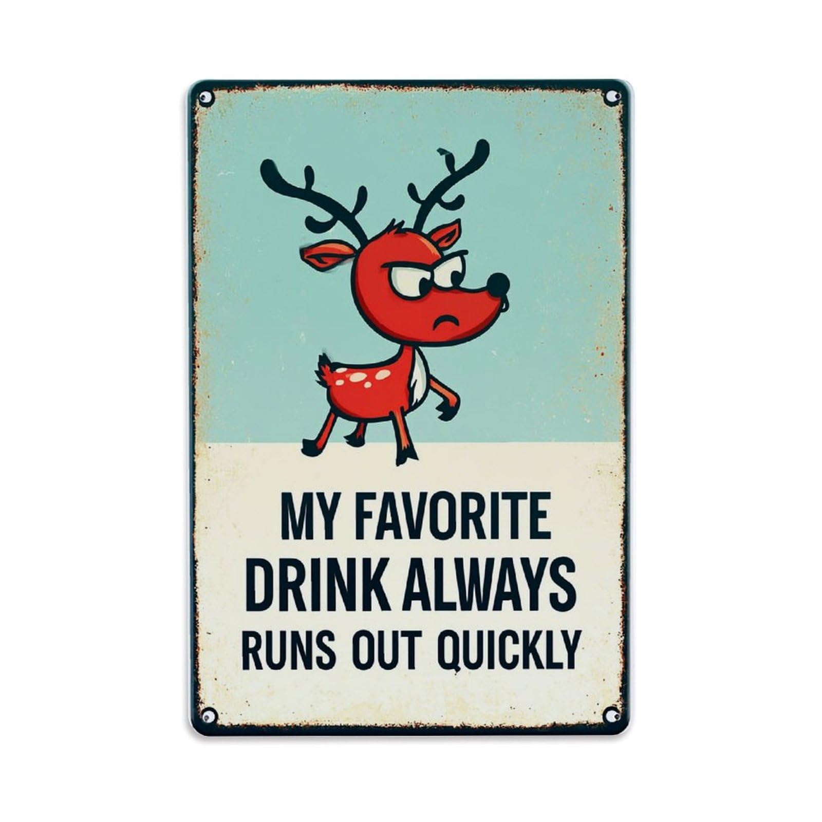 Jdfenggu Vintage Reindeer With Angry Expression Retro Metal Tin Sign, Decor Art Poster For Bar, Home, Man Cave, Kitchen, Laundry Room Gift 8X12inch