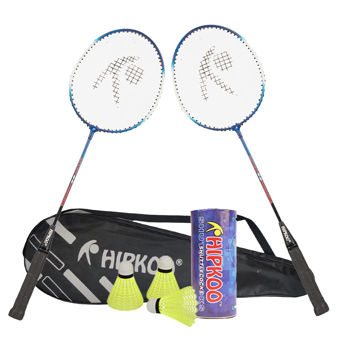 Hipkoo Sports Intact Aluminum Badminton Rackets Set of 2 | Wide Body Shuttle Bat with Cover and 3 Shuttlecocks | Ideal for Beginner| Lightweight and Sturdy| Blue and Red-image-11