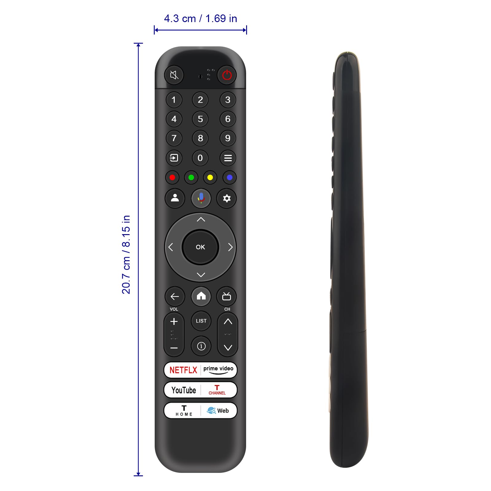 VINABTY Telecomando di Ricambio applicabile per TCL 43V6C 50V6C 55V6C 65V6C 75V6C 58P635 55T6C 65C745 43T7B 43V6B 50V6B 55V6B 65V6B 75V6B 85T7B UHD Smart LED TV,Senza funzione vocale