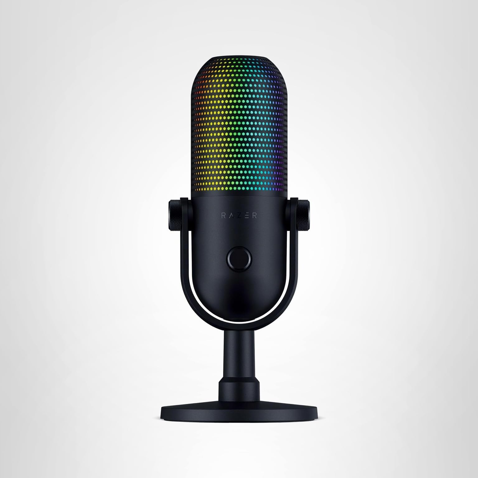 Razer Seiren V3 Chroma RGB USB Microphone: Stream & Game Reactive Lighting - Tap-to-Mute Sensor - Condenser Mic - Digital Gain Limiter & Shock Absorber - PC, Discord, OBS Studio, XSplit -: Black
