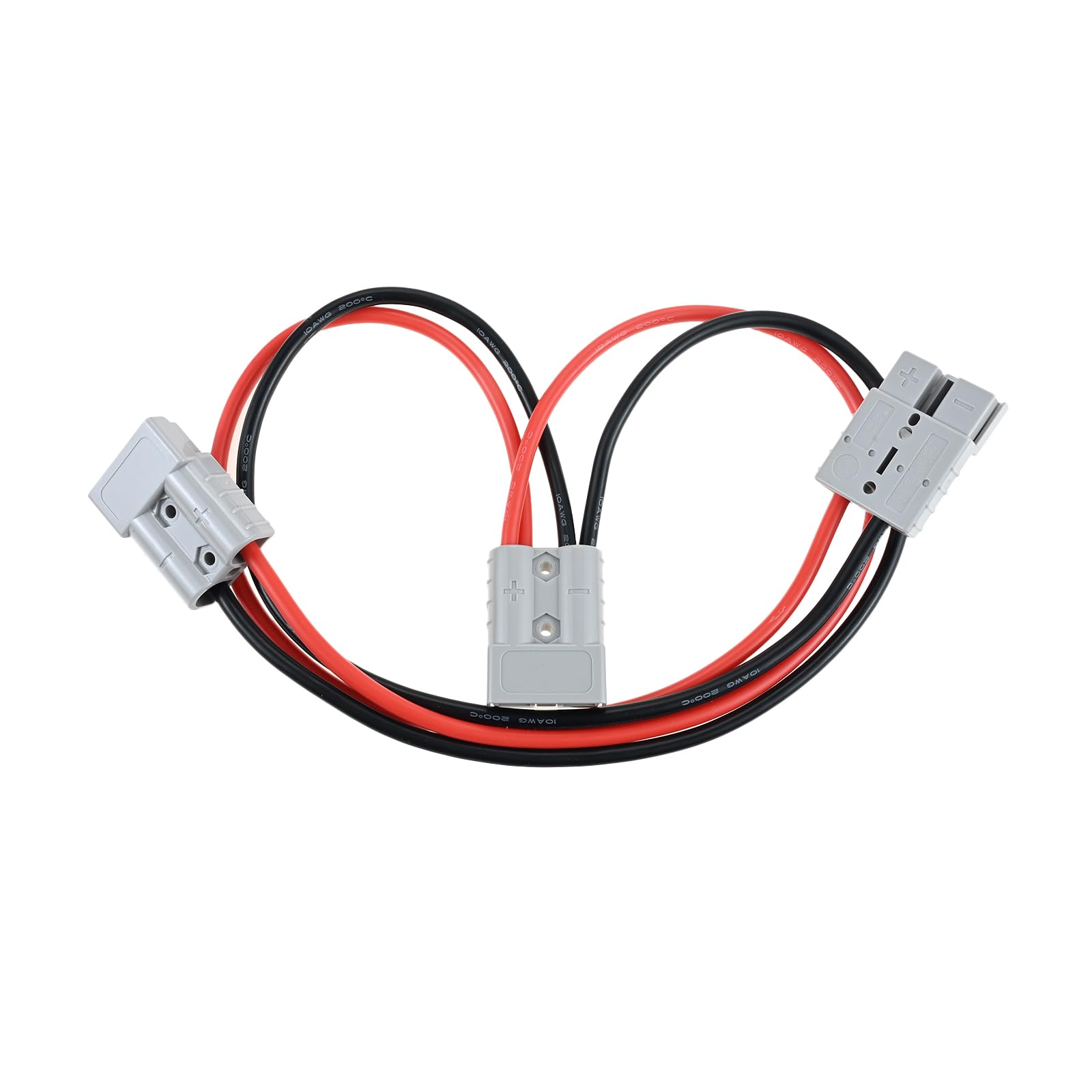 gohantee 50A Battery Connector, Dual Y Adapter For Anderson Connector With 6AWG Car Cable,Battery 1 to 2 Splitter Quick Connect Disconnect Connector for Electric Forklift, Motorhome, Tractors