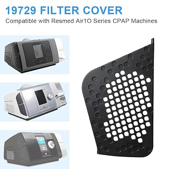 Filter Side Cover for CPAP Machines 19729 2 Pack Plastic Side Filter Replacement Panels Compatible with Resmed AirSense 10 AirStart 10 AirCurve 10 (Black)