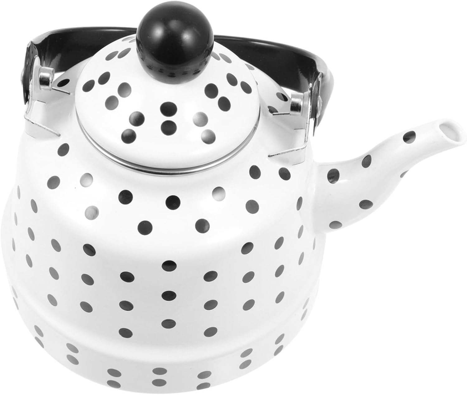 Enamel Water Kettle Vintage Wave Point Pattern Stovetop Tea Pot with Comfortable Handle for Home Kitchen Tea Brewing