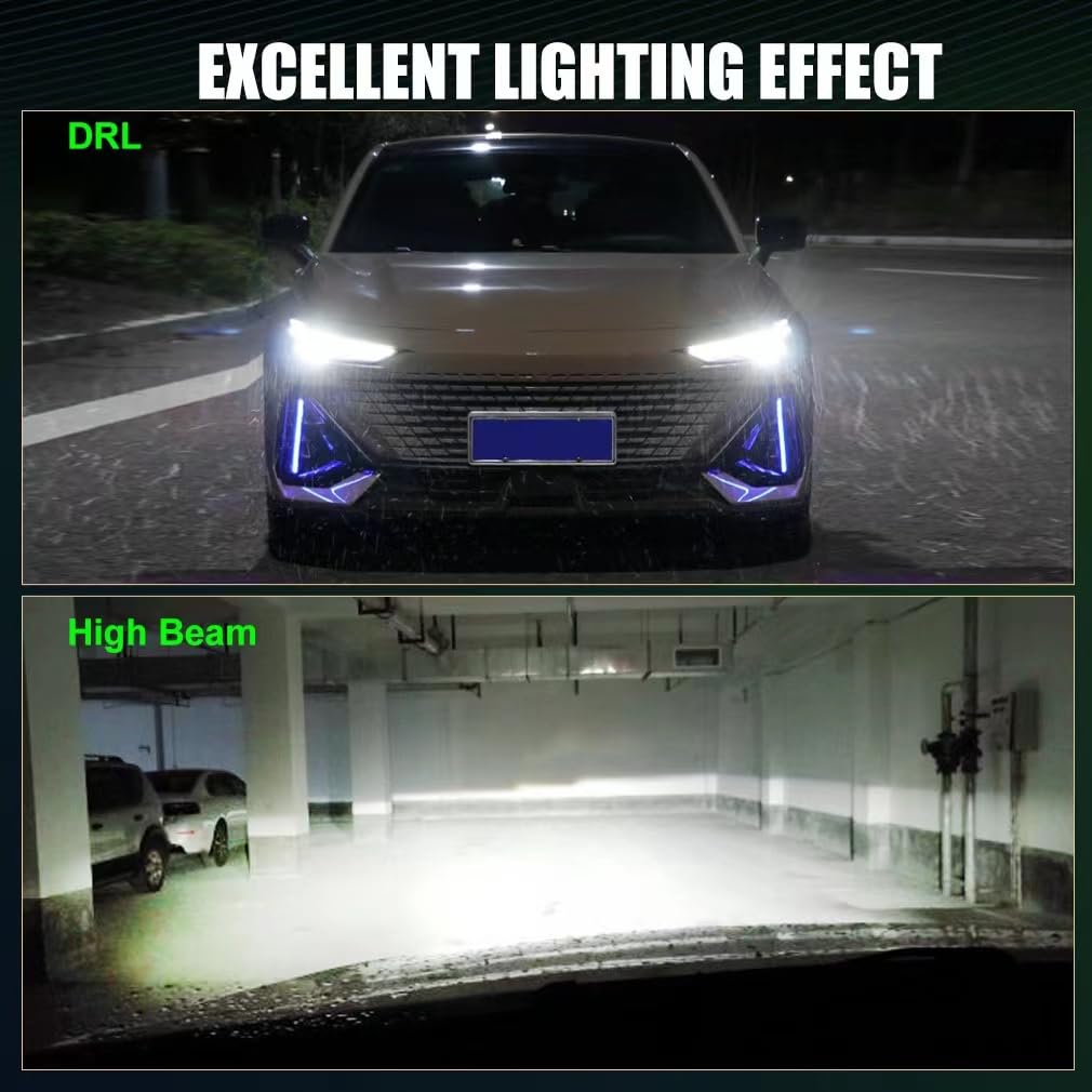 SageSunny H15 Bombilla LED 6000K blanca Anti error OBD Iluminación LED de luz de carretera y luz de circulación diurna para Golf mk6 mk7 Touareg Touran A3 Vito - 70W 8000lm, 18 meses de garantía