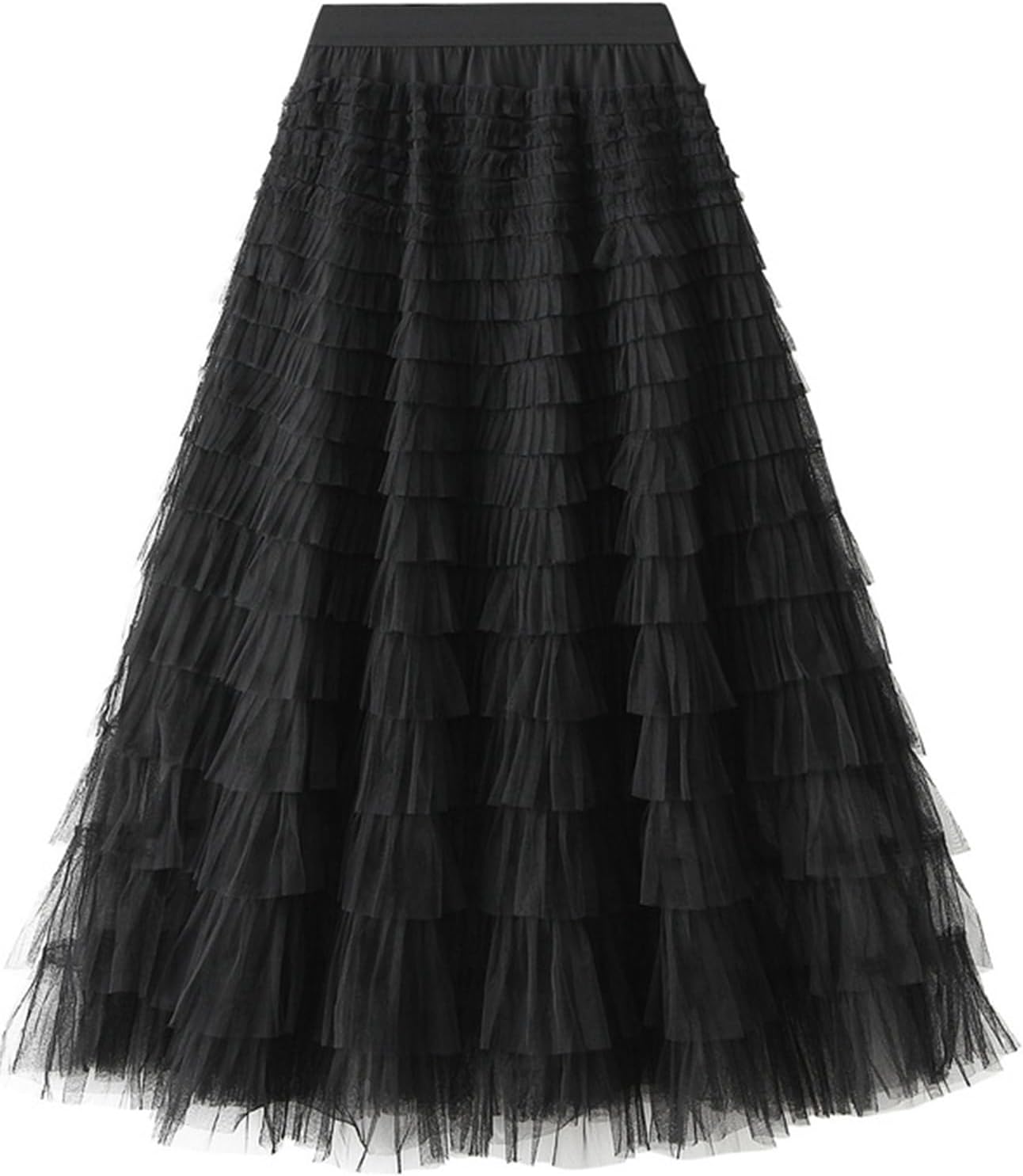 Flygo Women's Long Maxi Tulle Skirts A Line Ruffle High Waisted Tiered Layered Mesh Tutu Skirt Petticoat - Image 5