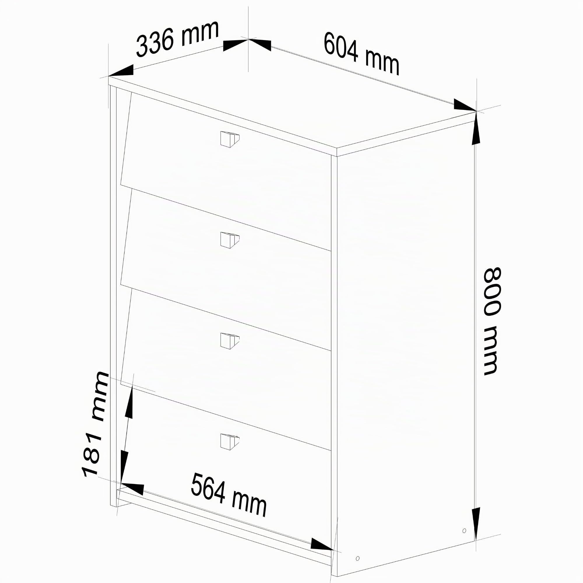 AKORD Zapatero con 4 Compartimentos y 4 Puertas abatibles | Puertas abatibles | Armario de Zapatos Cerrado | Contenedor de Zapatos | L60 x H80 x P33 cm, Peso 29 kg | Color: Wengé