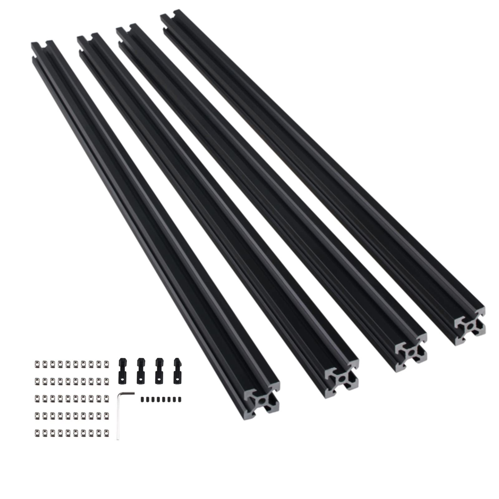 4 pièces 2020 V Type aluminium profile 500mm extrusion de profil en aluminium 2020 noir Norme européenne anodisé Rail linéaire profil 20x20 pour imprimante 3D bricolage et machines CNC